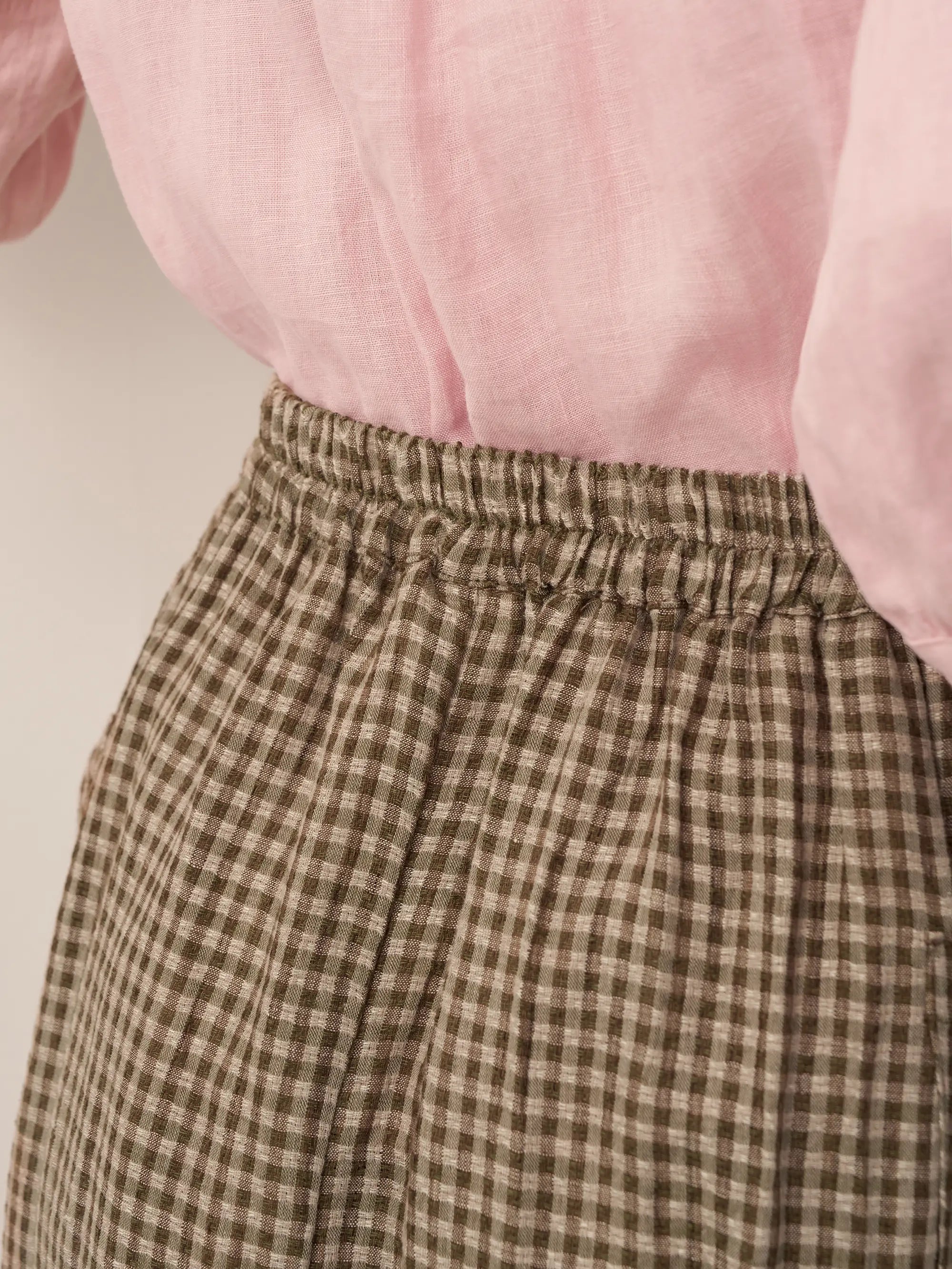 100% Linen Elastic Waist Skirt MARINA