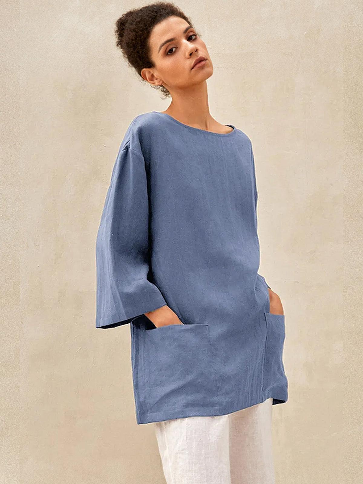 100% Linen Loose Long Shirt LILY