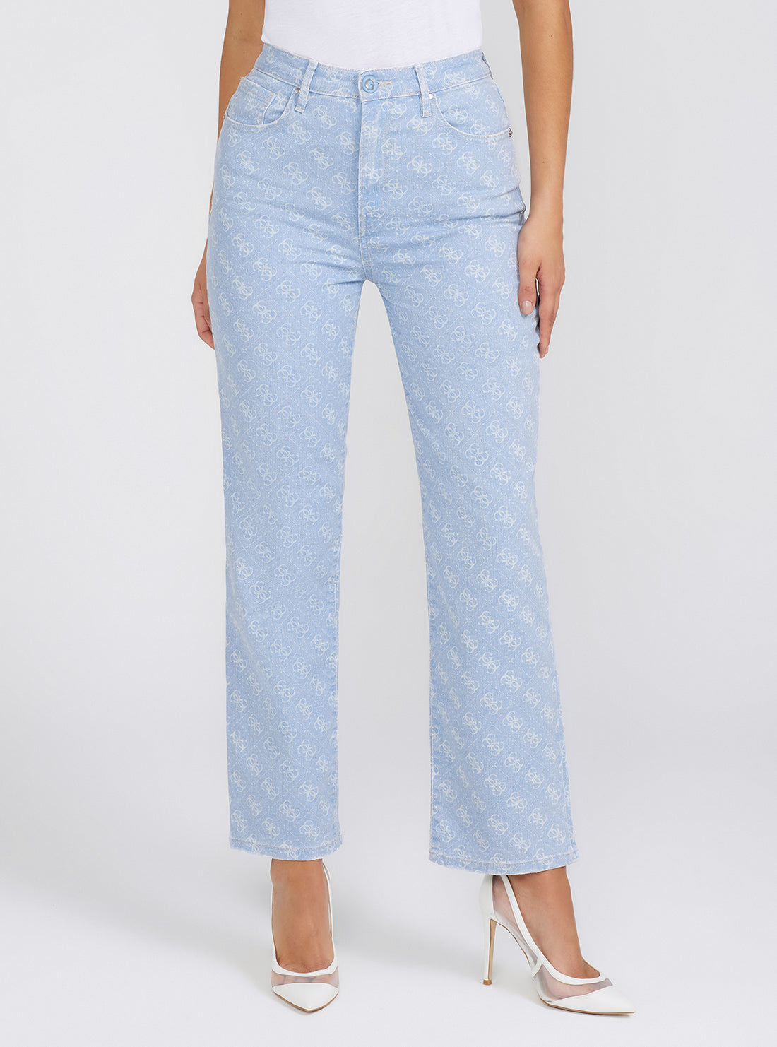 Eco High Rise Wide Leg Melrose Quattro G Denim Jeans In Funny Blue Wash