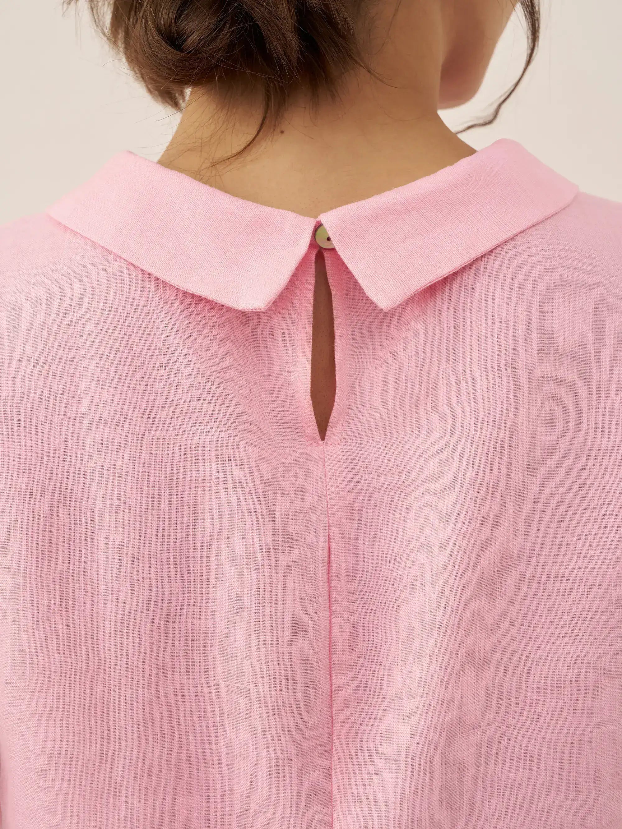 100% Linen Draped Collar Tank Top