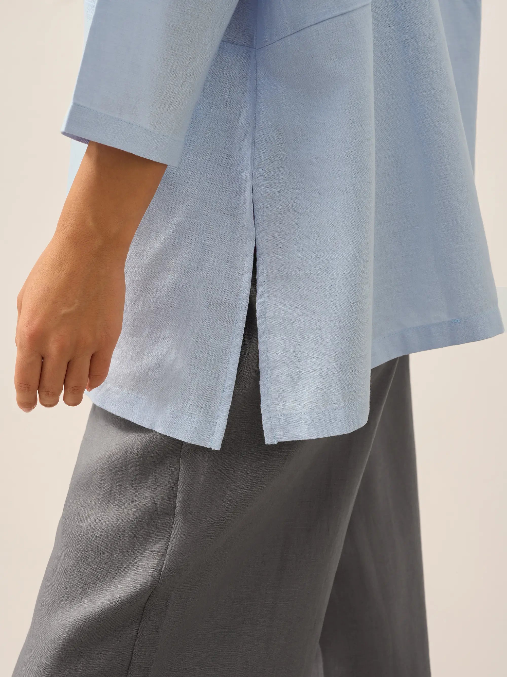 Linen White Boat Neck Oversized Top AVA