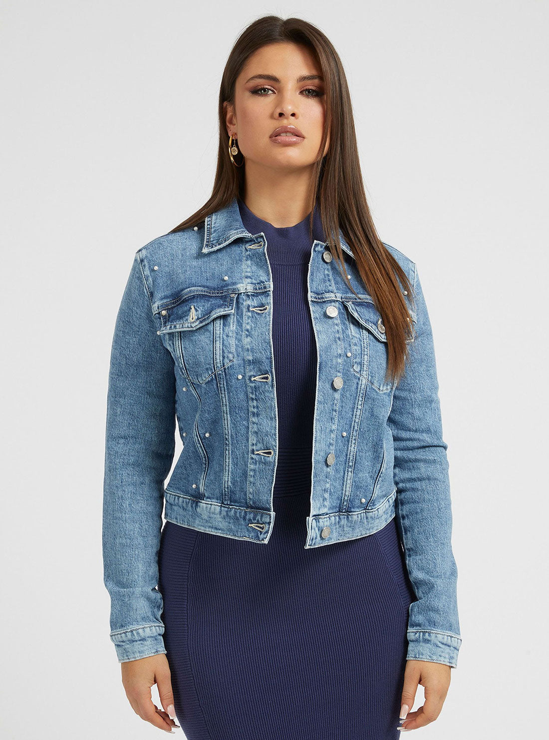 Blue Adoria Pearl Denim Jacket