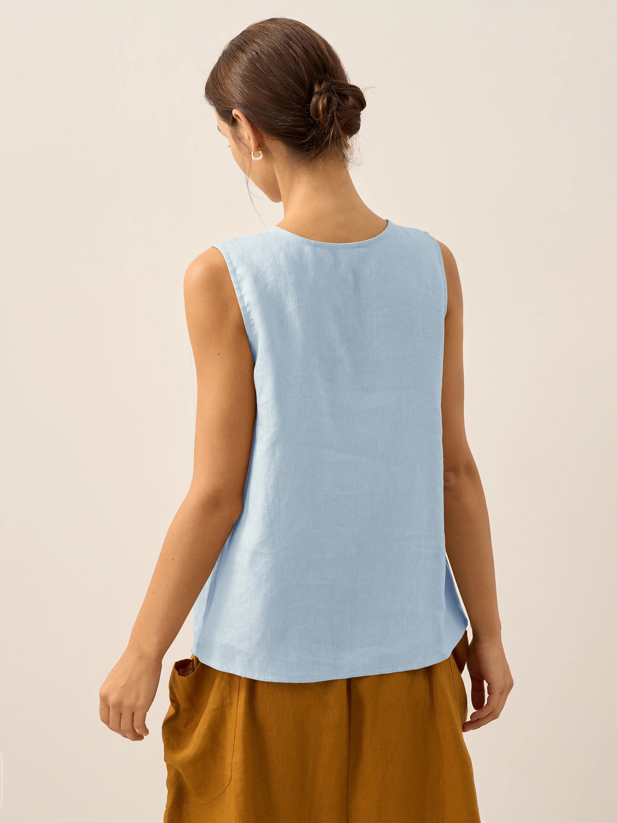 100% Linen Buttons Down Tank Top ERIN