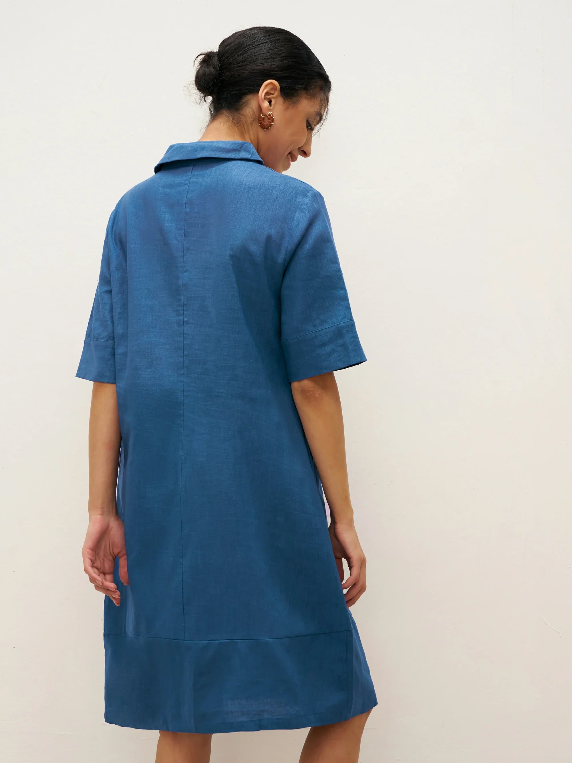 Linen Shawl V-Neck Half Sleeve Minidress LIVIA