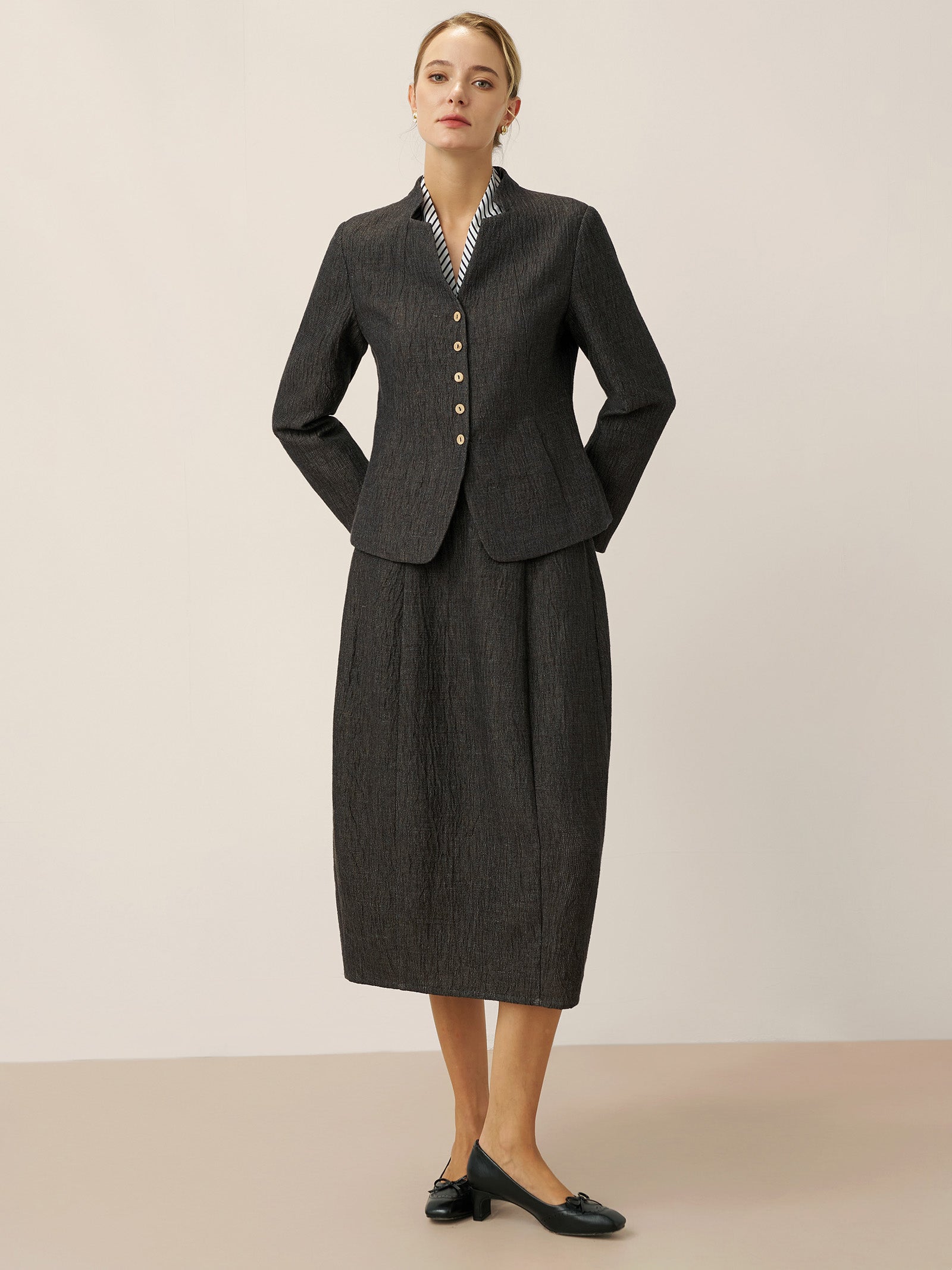 Linen Cocoon-Shaped Elastic Waist Skirt RHIANNON