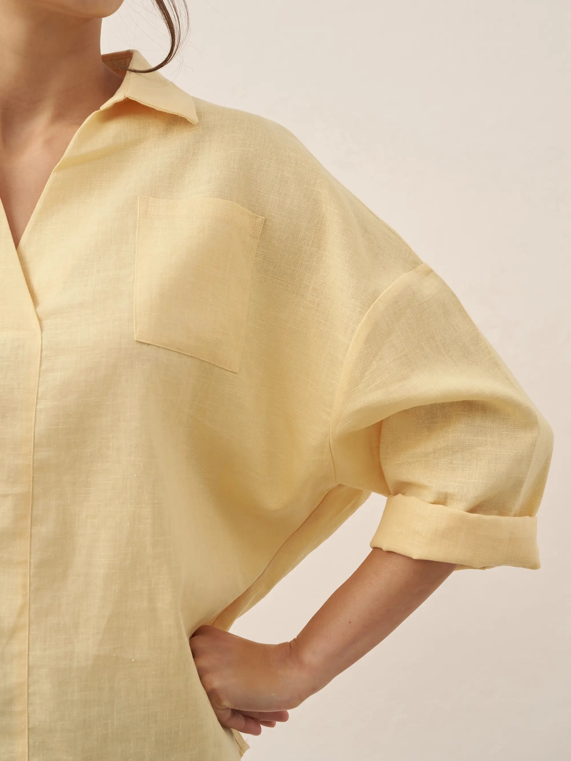 Linen Oversized Fit Pocket Shirt ELOWEN