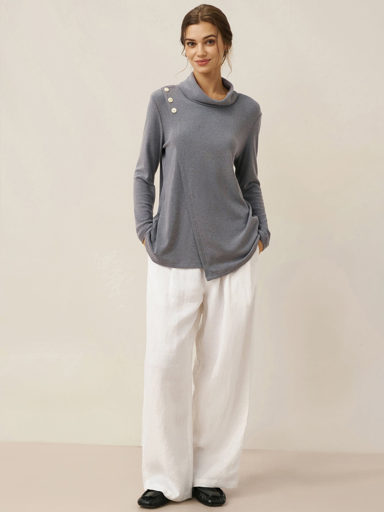 100% Linen Relaxed Fit Straight Leg Trousers KINSLEY