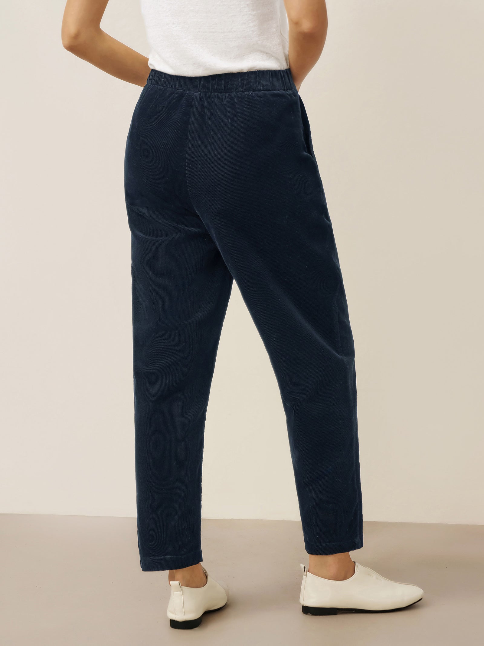 Cotton Elastic Waist Tapered Pants NIKKI