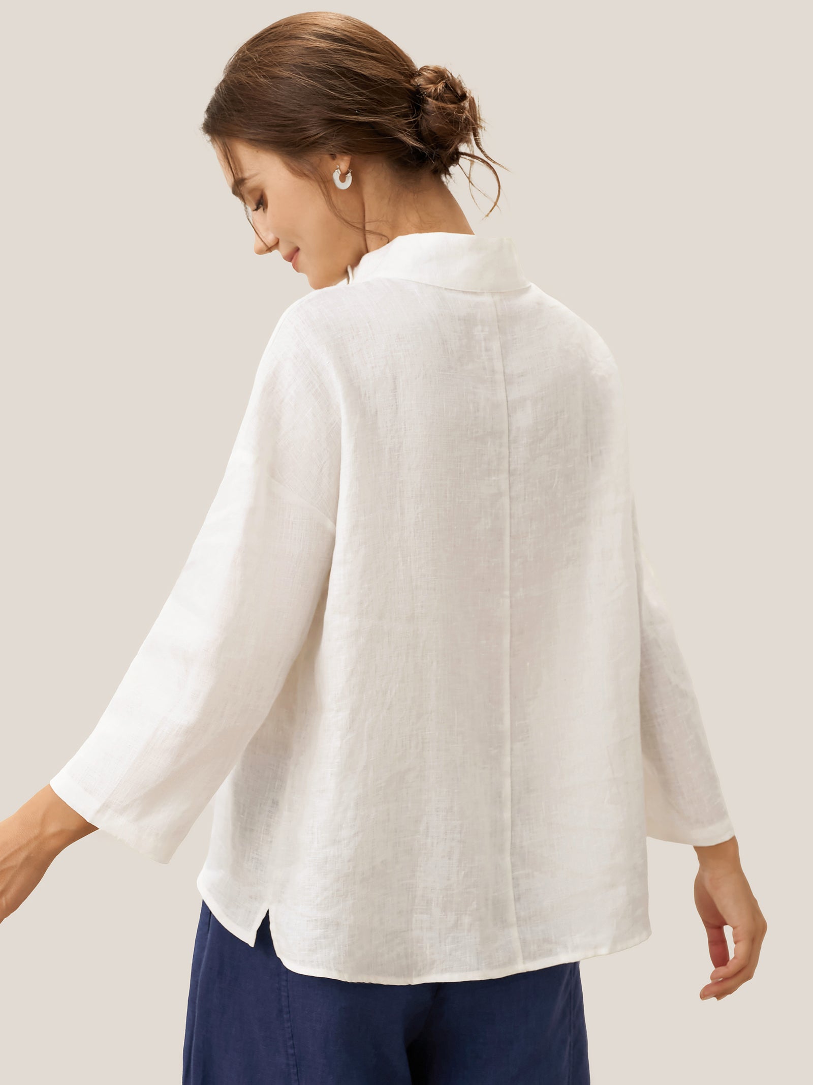 100% Linen Classic Side Neck Top CORA