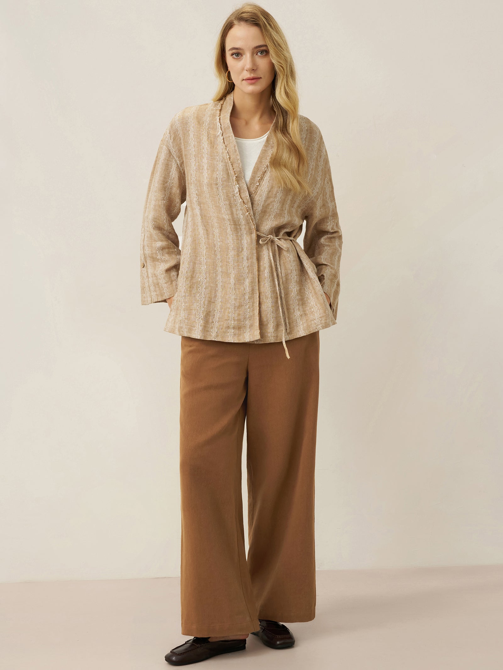 Tencel Linen Drawstring Straight Leg Pants RACHEL