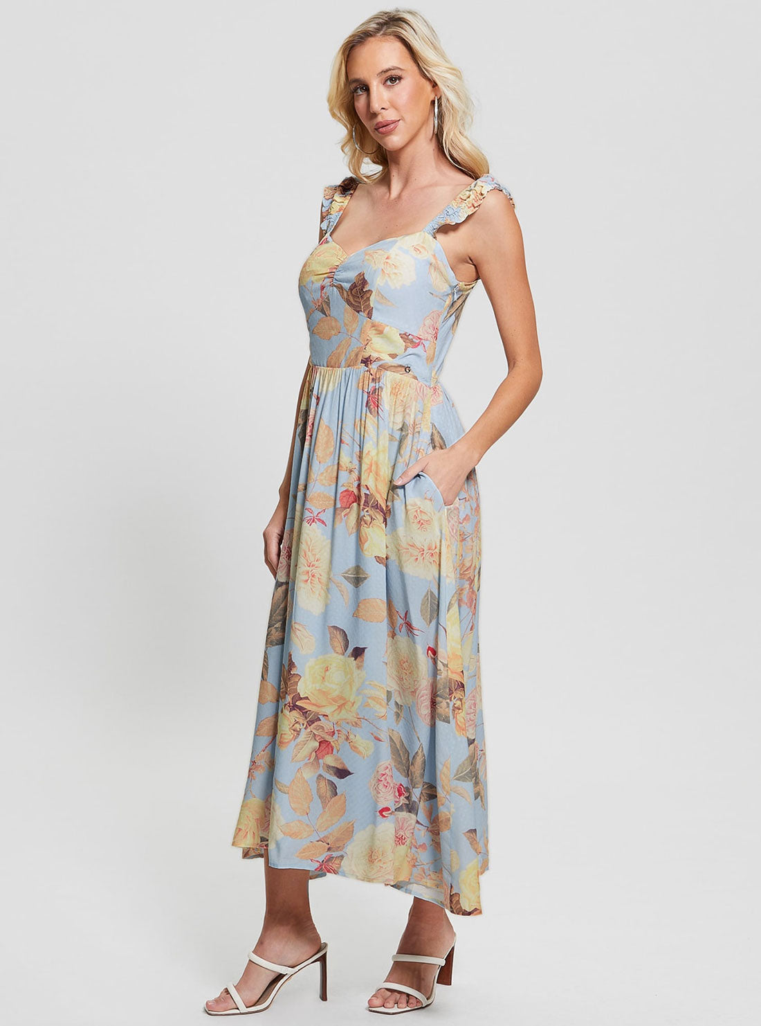 Peach Fiore Susanna Midi Dress