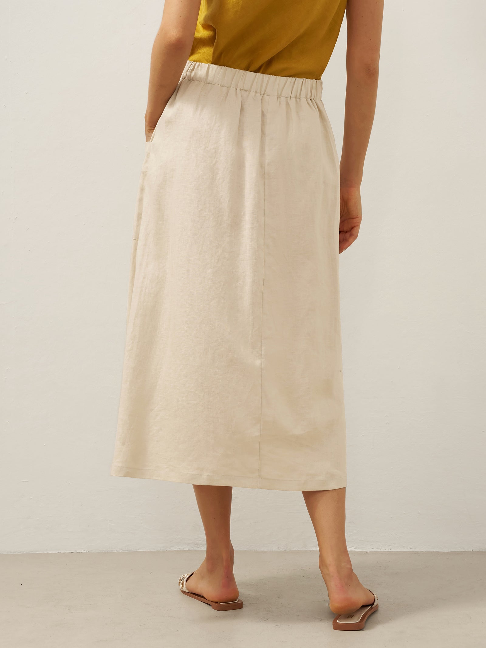 100% Linen Angled Closure Wrap Skirt FRESSA