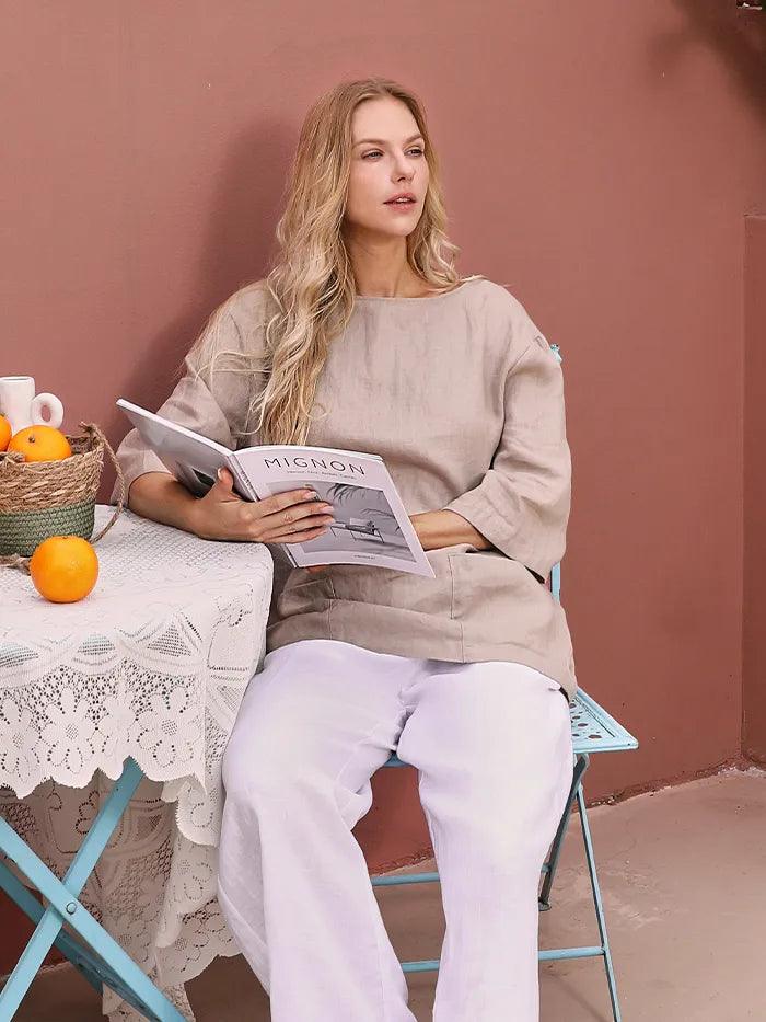 100% Linen Loose Long Shirt LILY