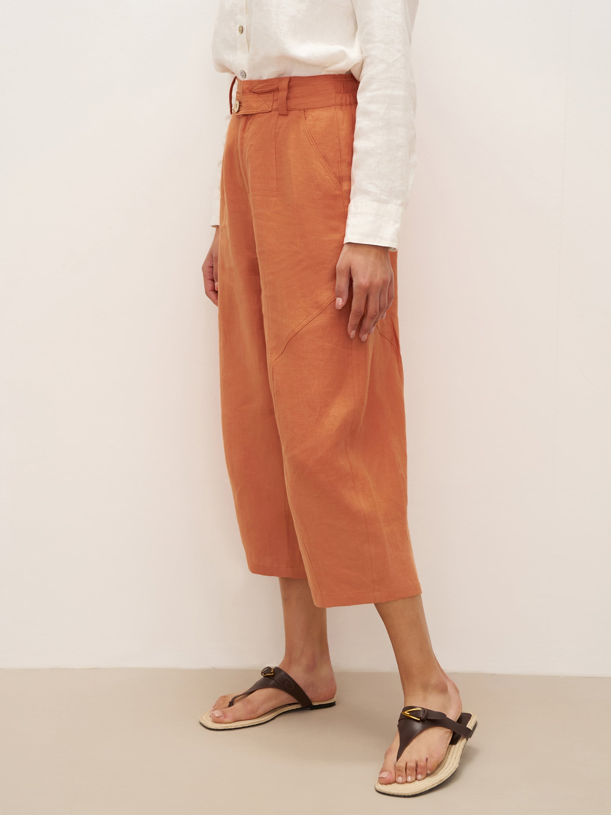 100% Linen High Waisted Ankle Pants DALLAS