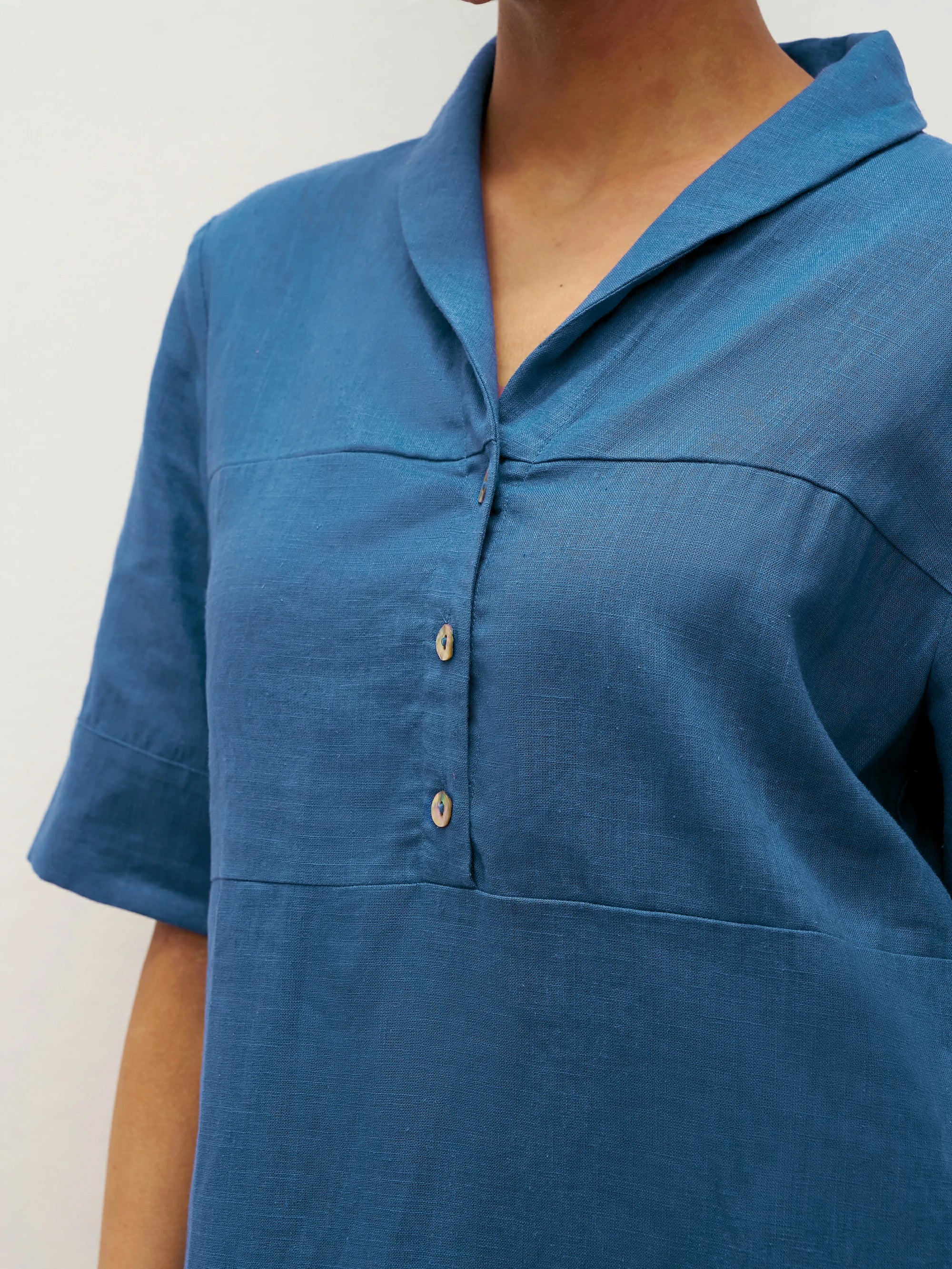 Linen Shawl V-Neck Half Sleeve Minidress LIVIA