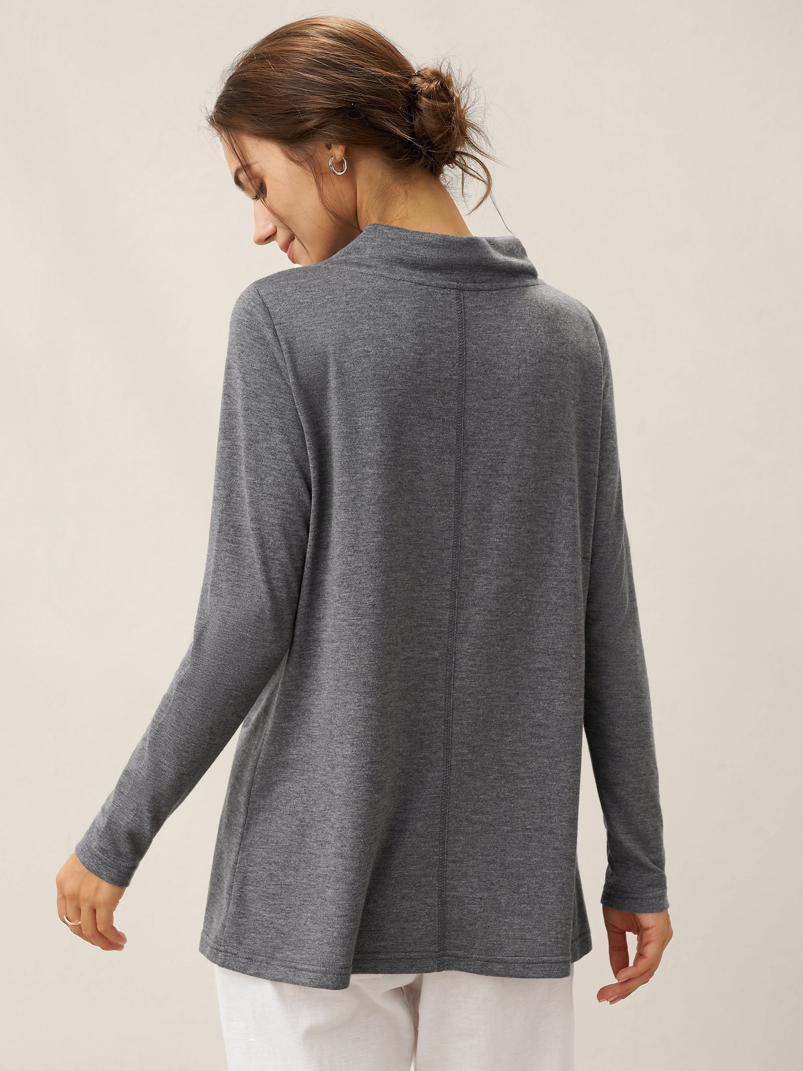 Asymmetric Cowl Neck Stretch Top TATIANA