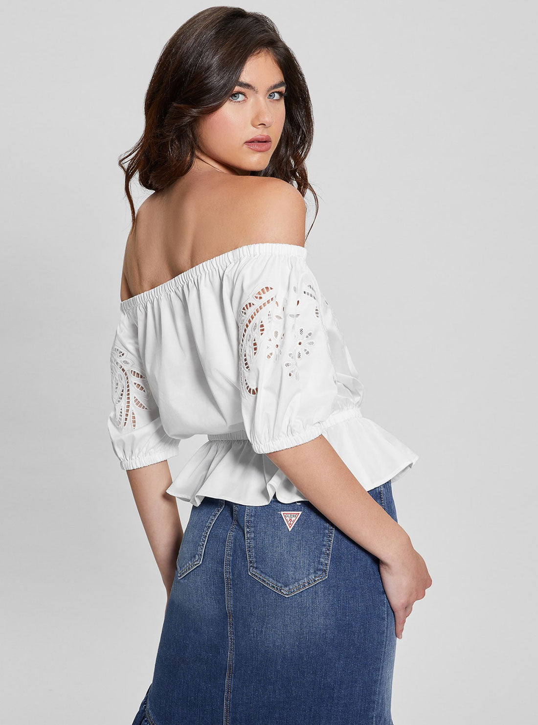White Embroidered Lazo Top