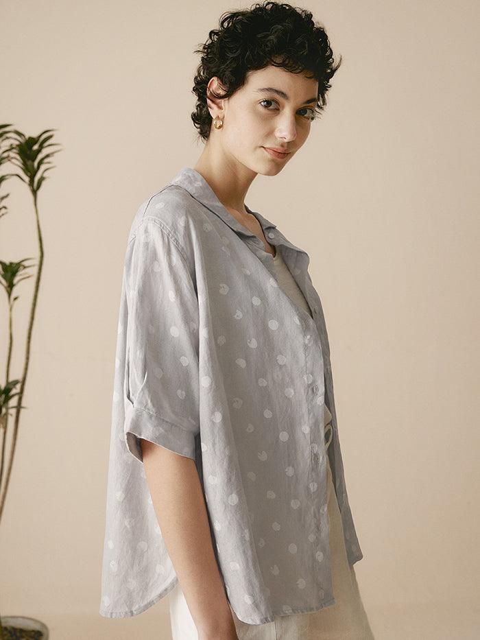 Linen Polka Dots Oversized Linen Shirt CANDICE