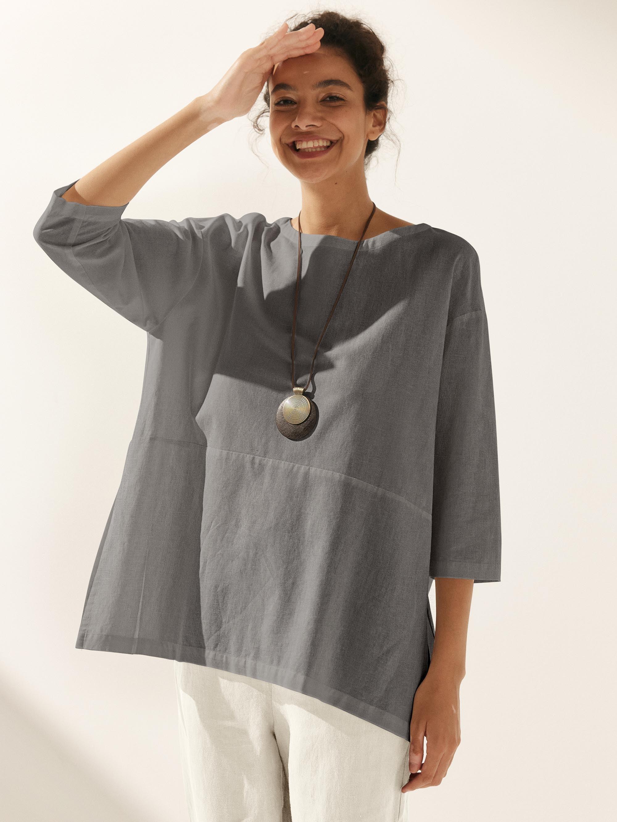 Linen White Boat Neck Oversized Top AVA