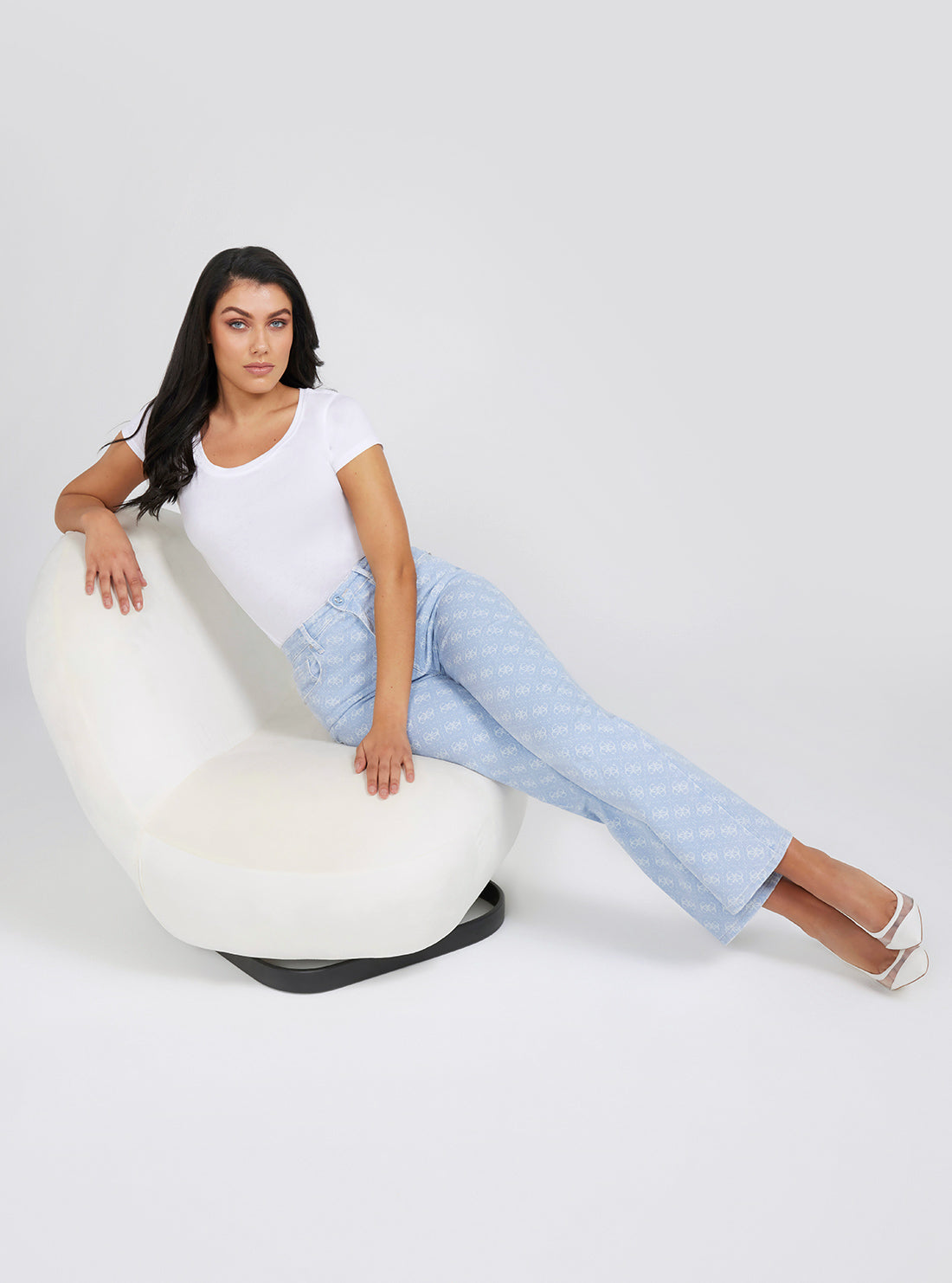 Eco High Rise Wide Leg Melrose Quattro G Denim Jeans In Funny Blue Wash