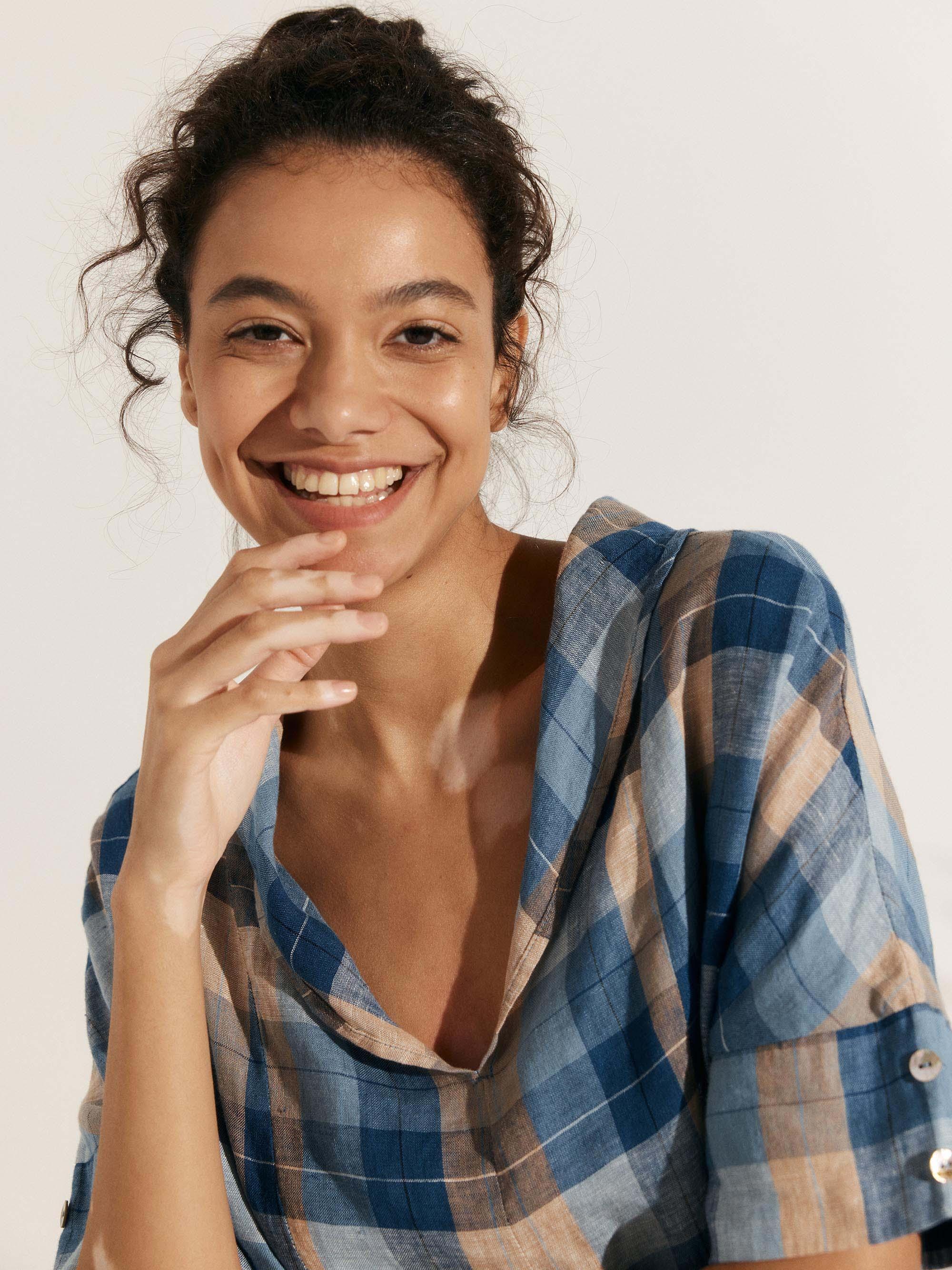 100% Linen V-Neck Short Sleeve Shirt SIERRA