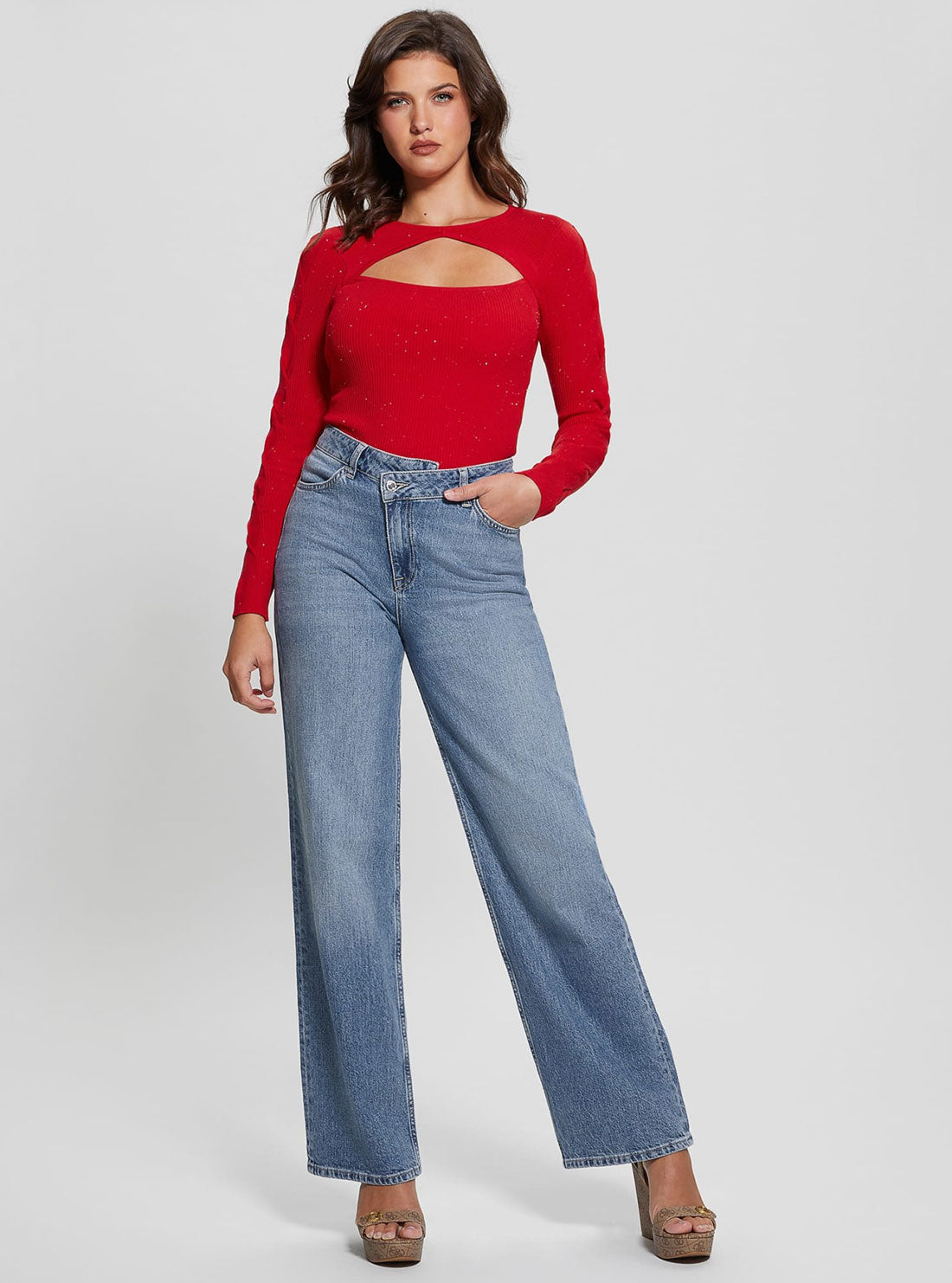 Red Long Sleeves Laurel Knit Top