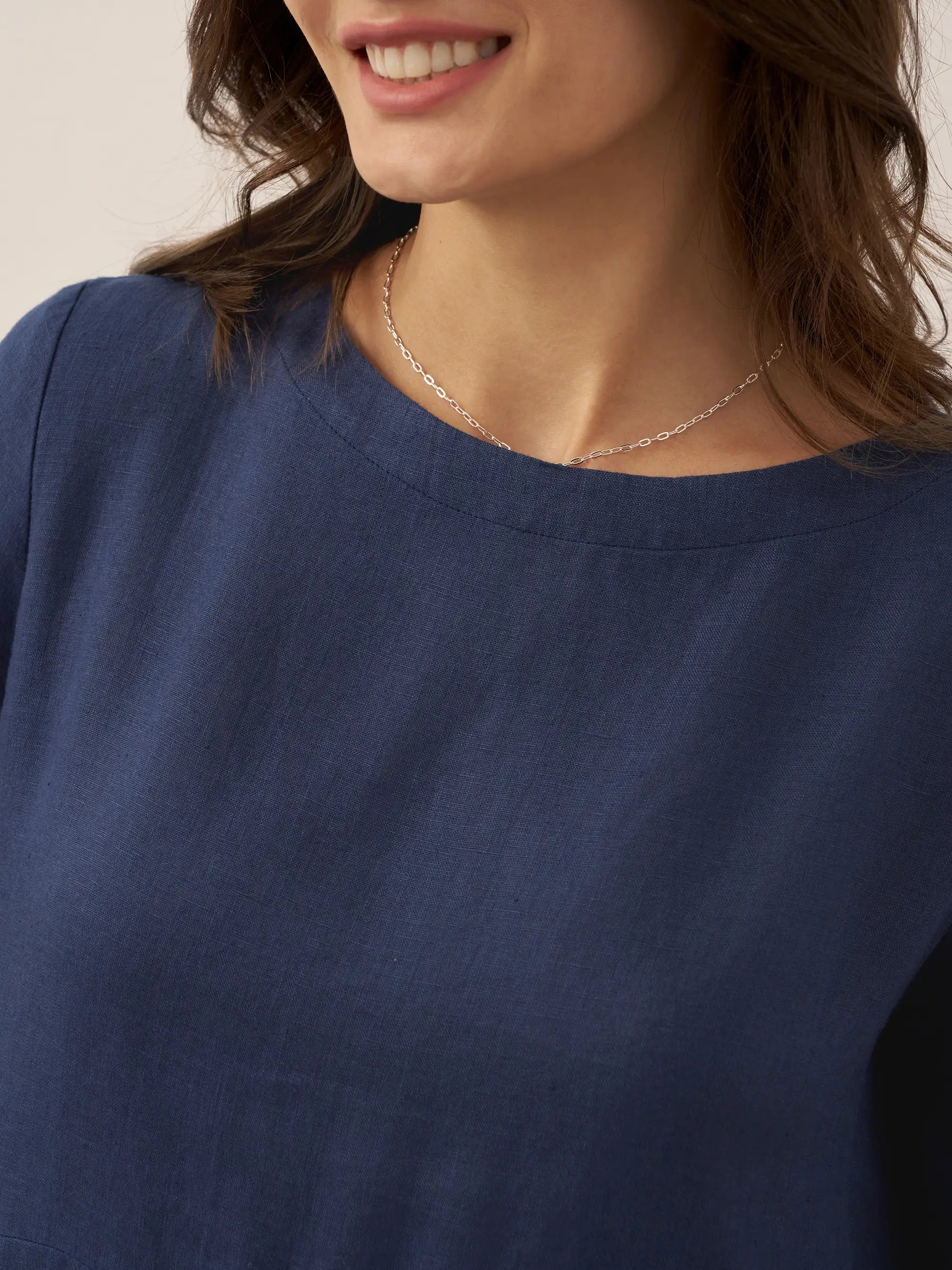 100% Linen Bateau Neck Pleated Maxi Dress ABIGAIL