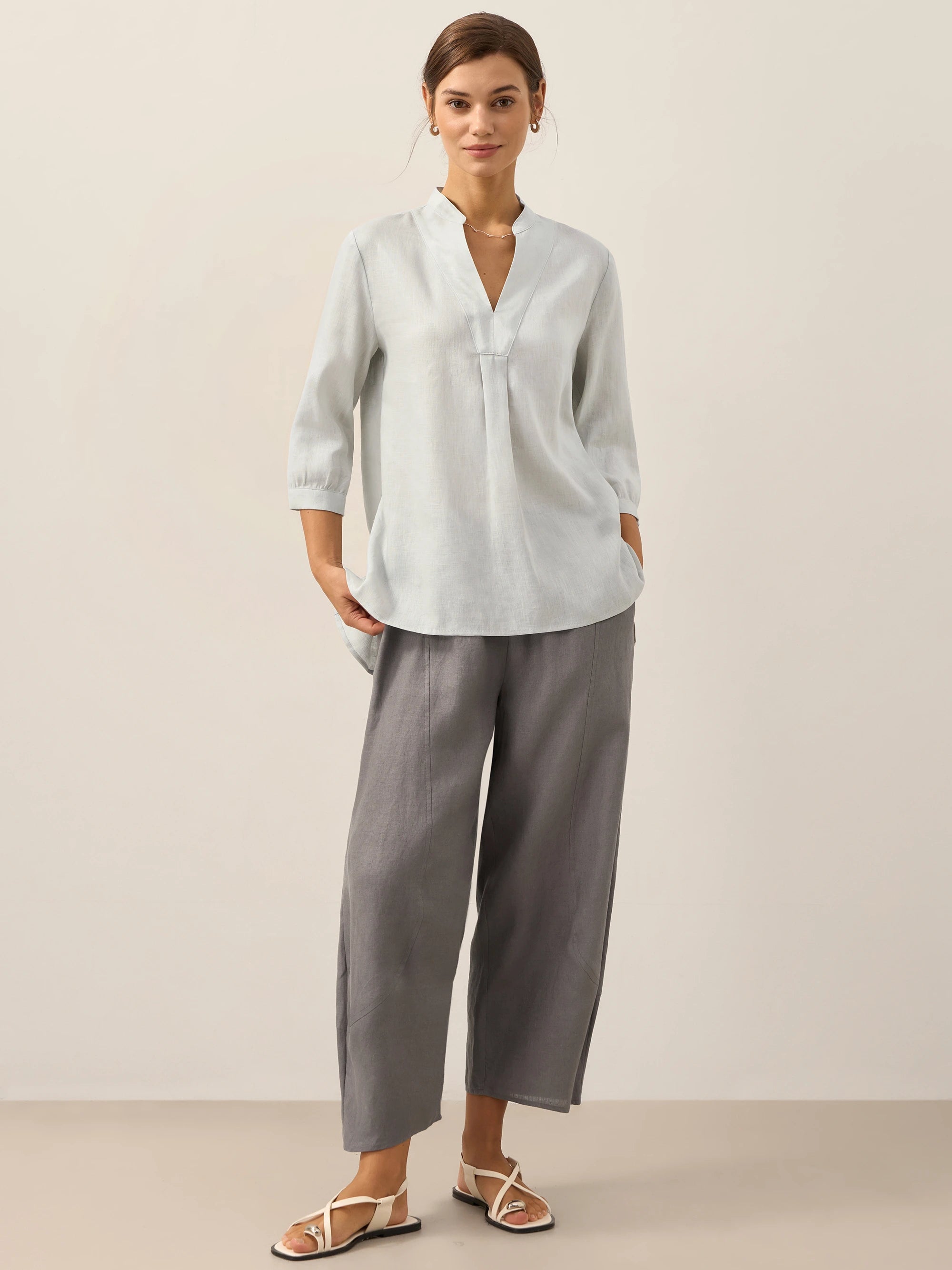 100% Linen Classic Ankle Pants ZOE
