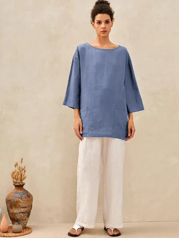 100% Linen Loose Long Shirt LILY