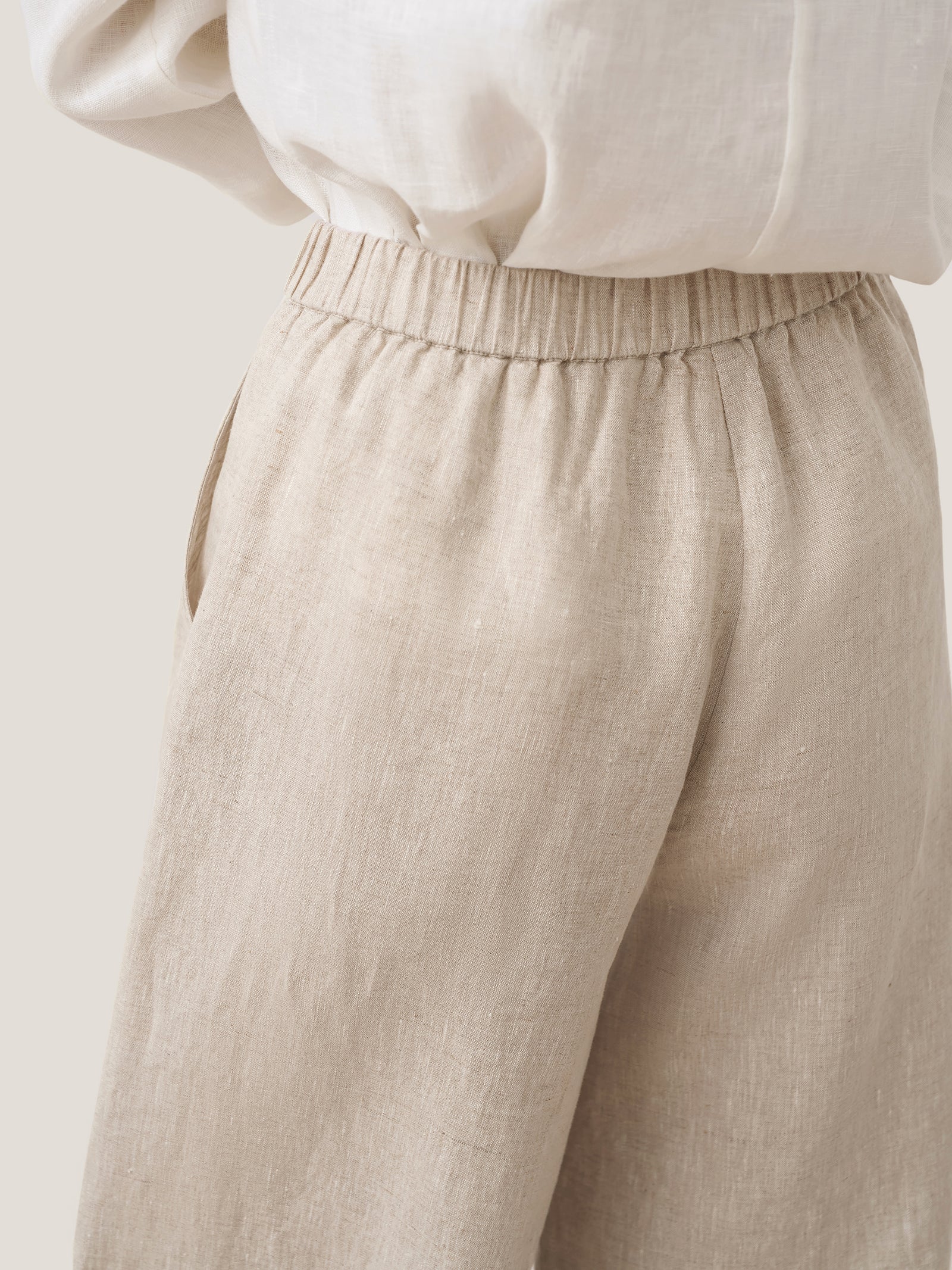 100% Linen Pocket Wide Leg Pants THALIA