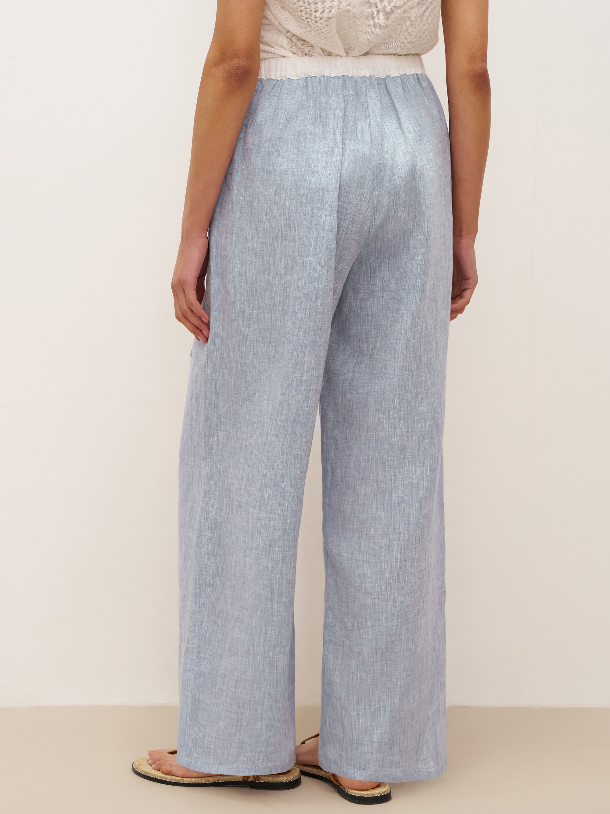 100% Linen Elastic Waist Straight-Leg Trousers JOURDAN