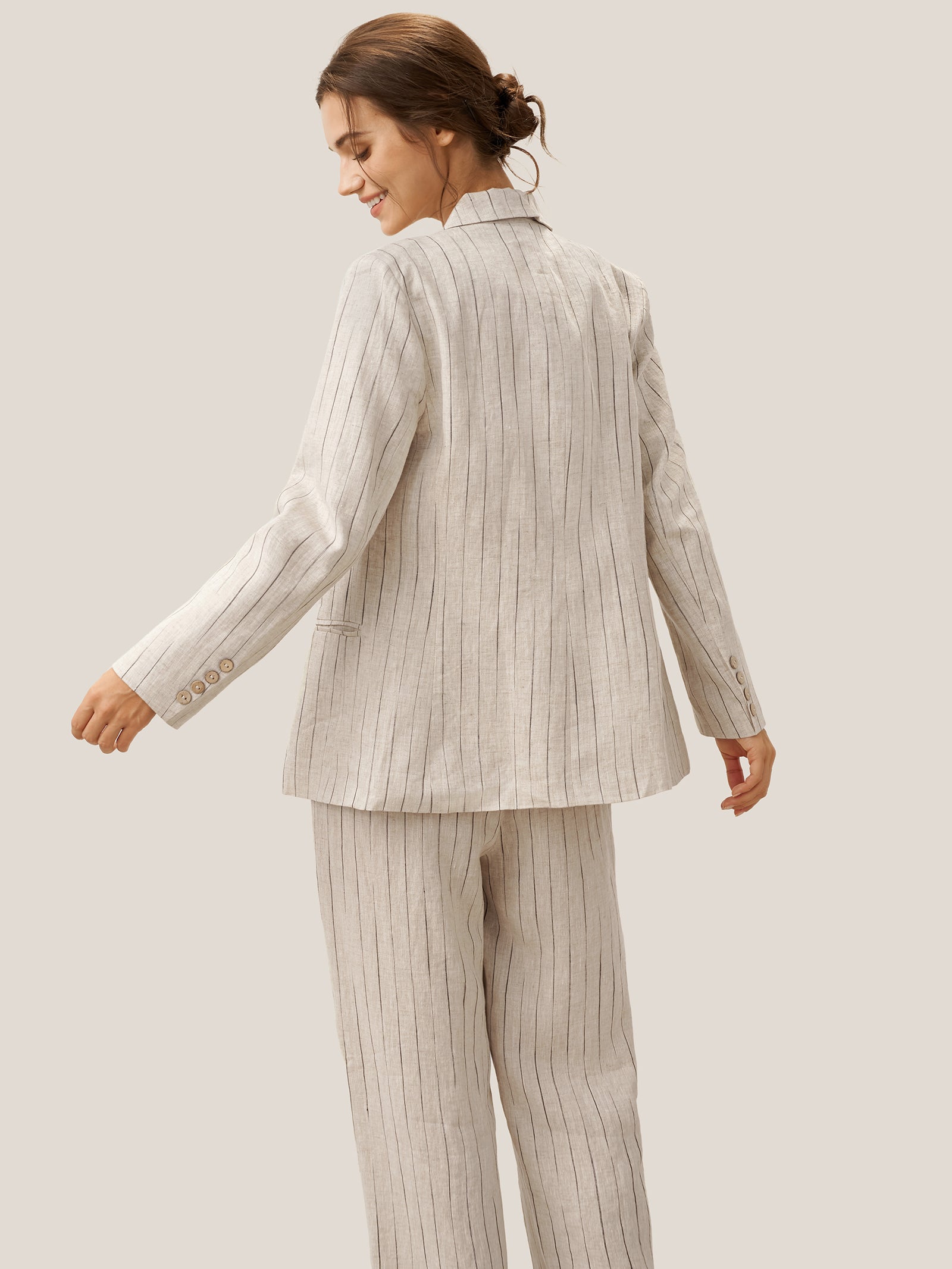 100% Linen Sketch Stripe Suit Set ELOISE