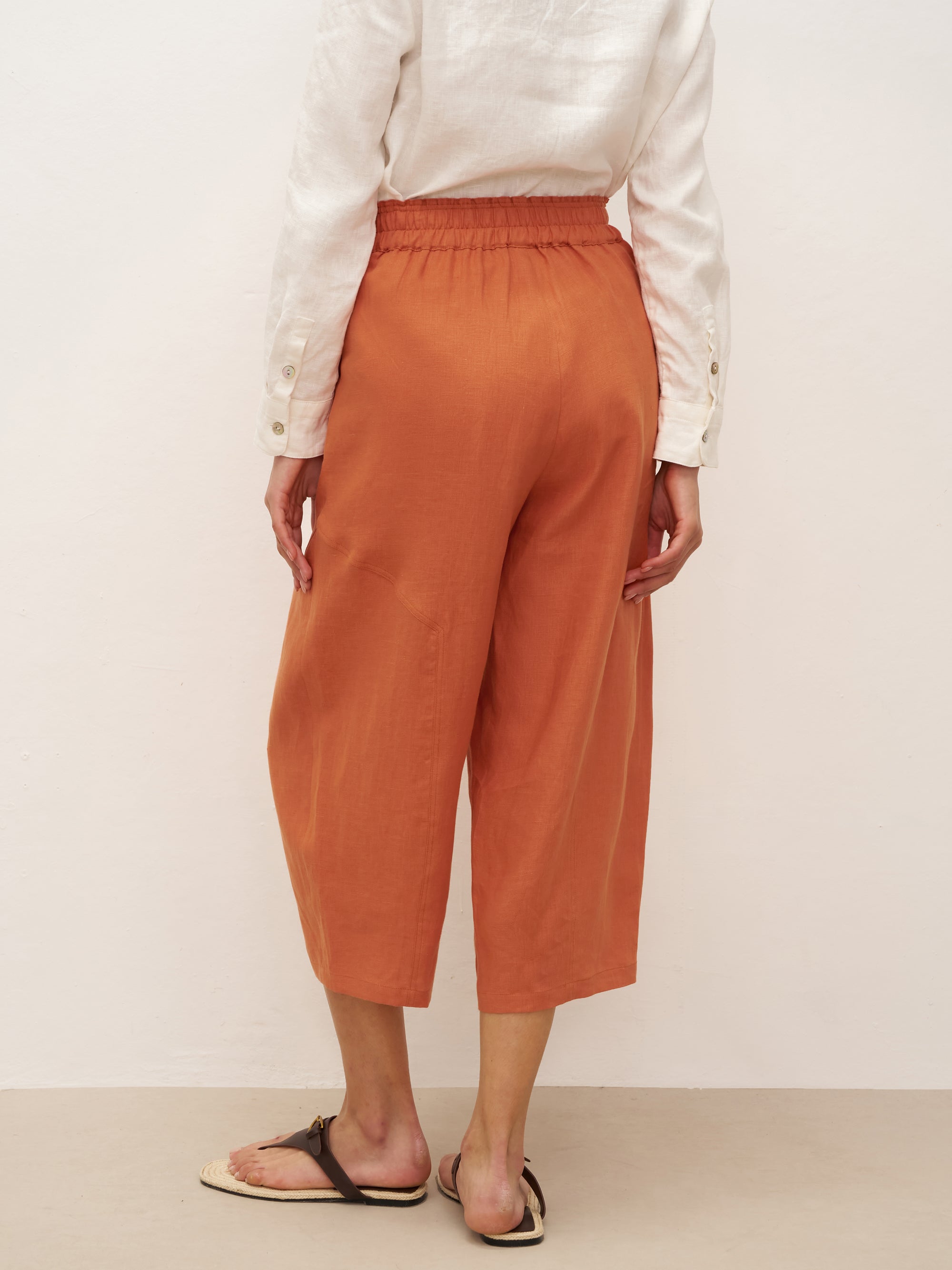 100% Linen High Waisted Ankle Pants DALLAS