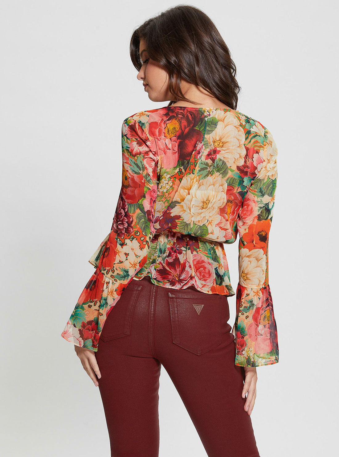 Floral Print Long Sleeve Demi Top