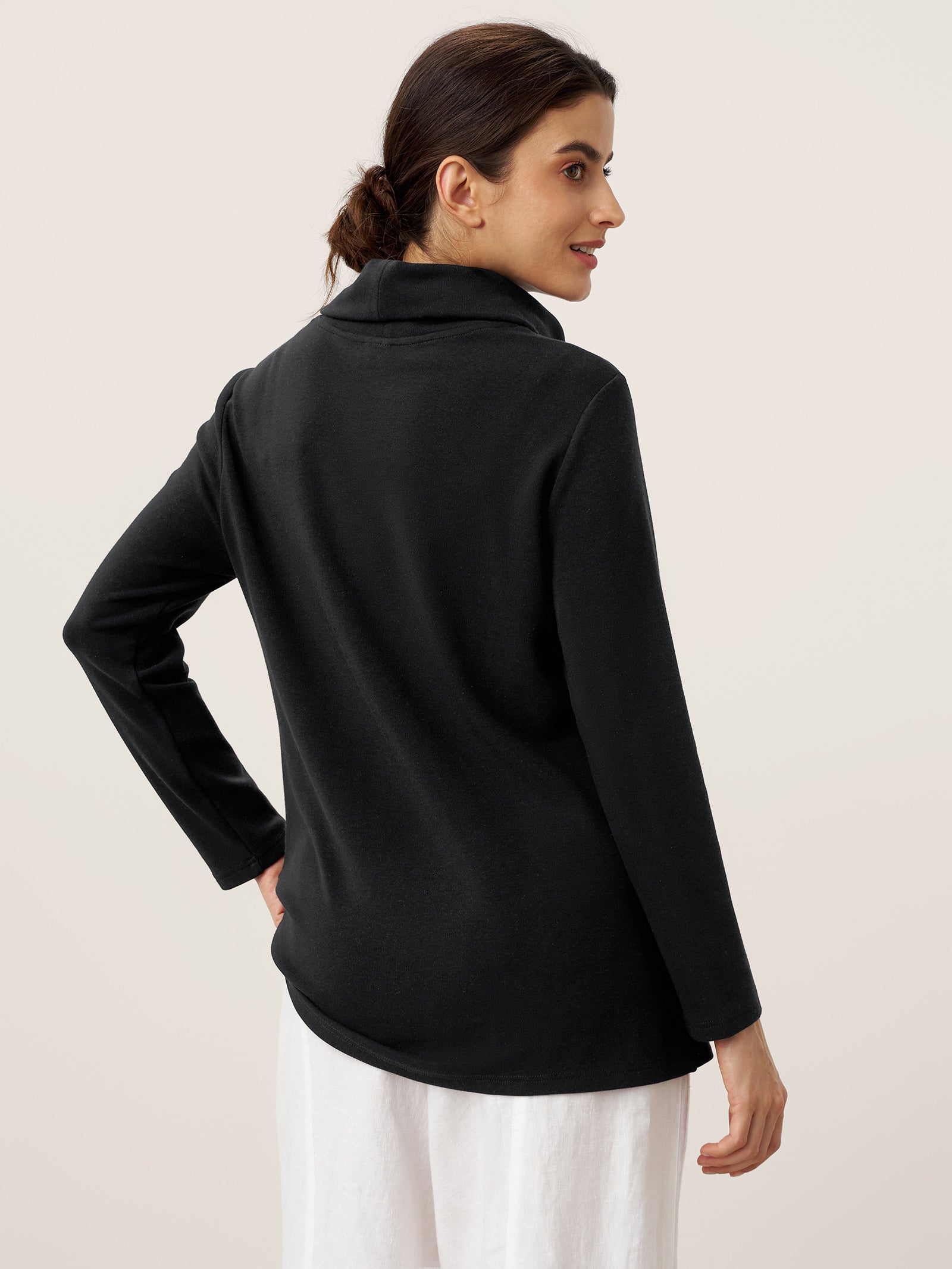 Mock Neck Buttoned Stretch Top ZARIA