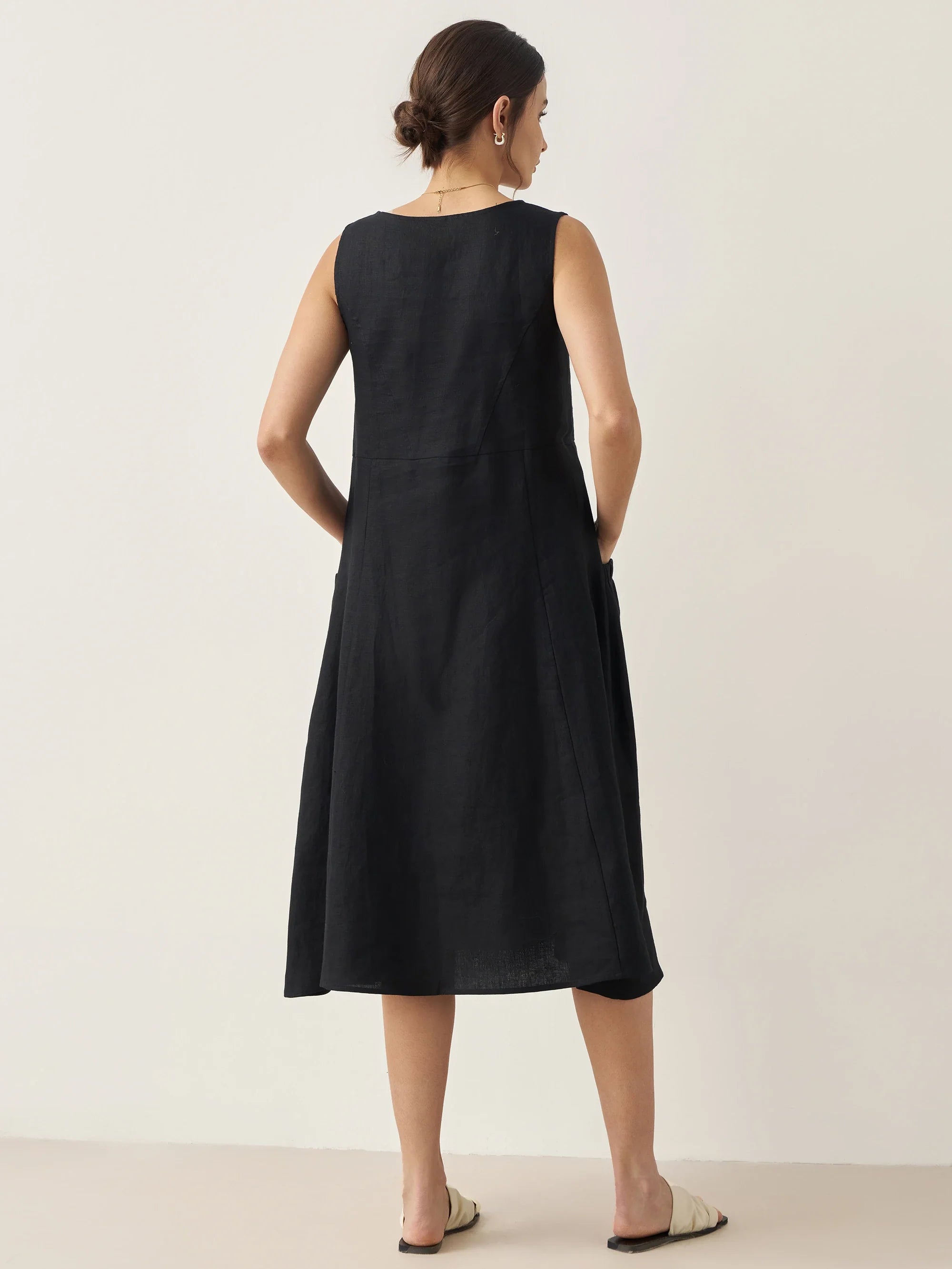 100% Linen Swing Beach Tank Dress GIANA