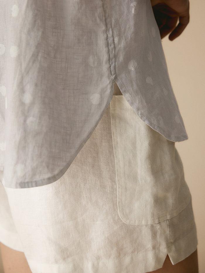 Linen Polka Dots Oversized Linen Shirt CANDICE