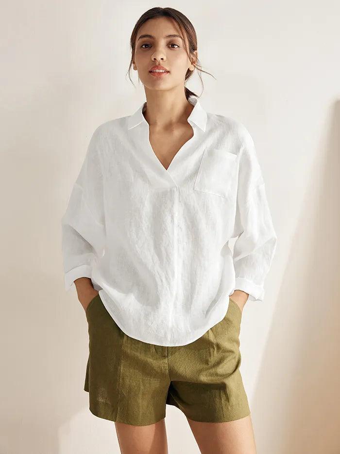 Linen Oversized Fit Pocket Shirt ELOWEN