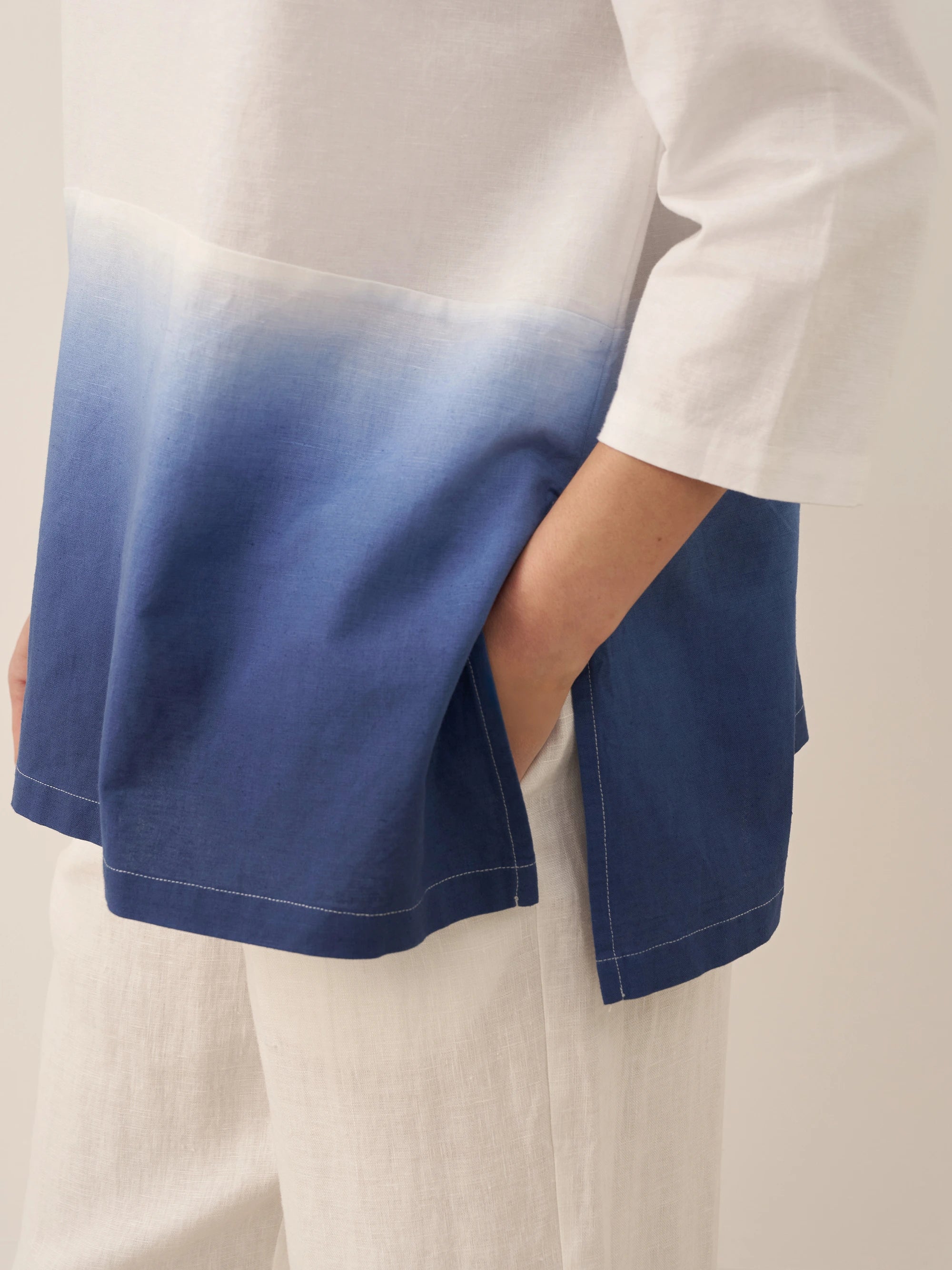 Linen White Boat Neck Oversized Top AVA