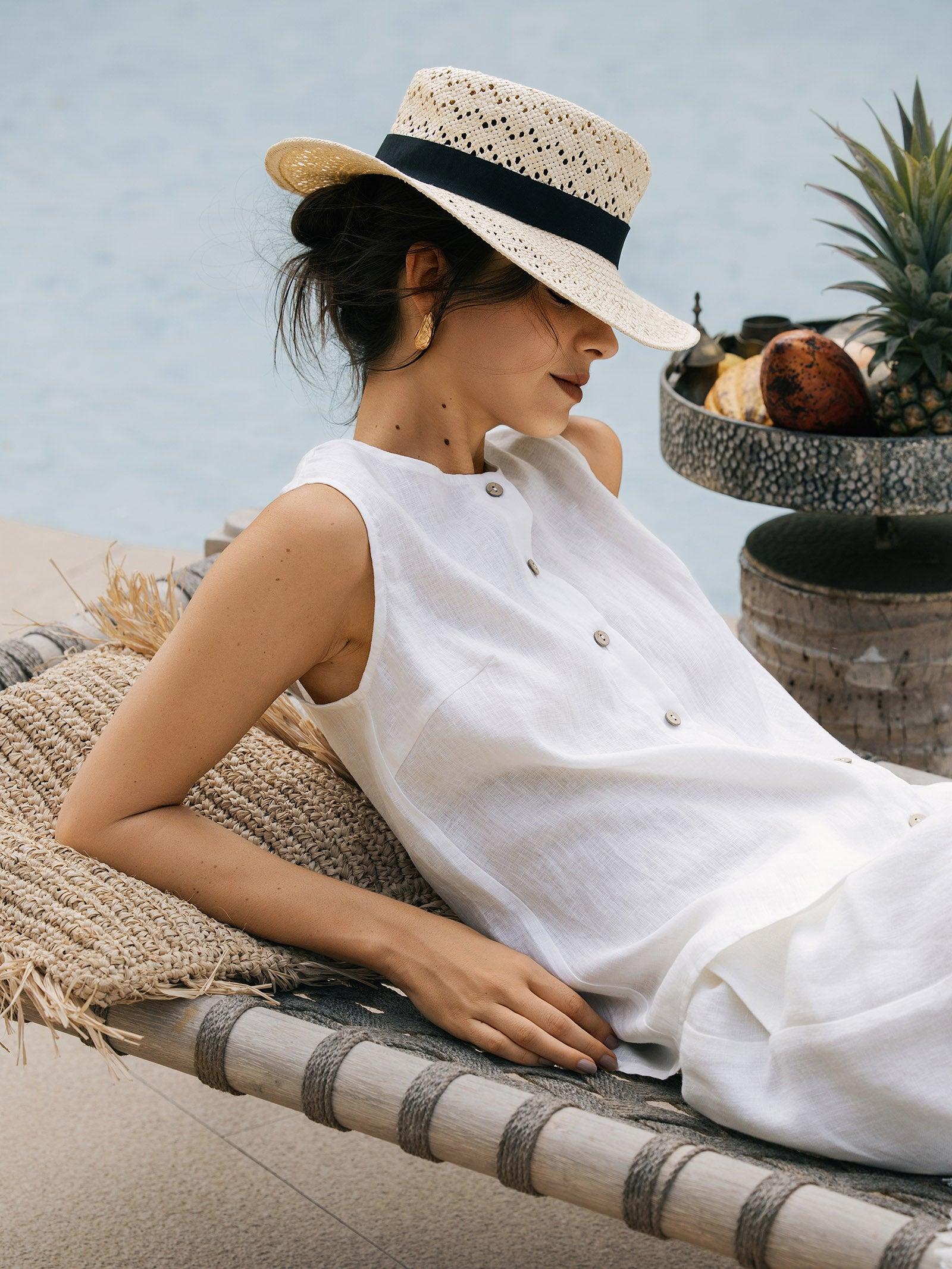 100% Linen Buttons Down Tank Top ERIN