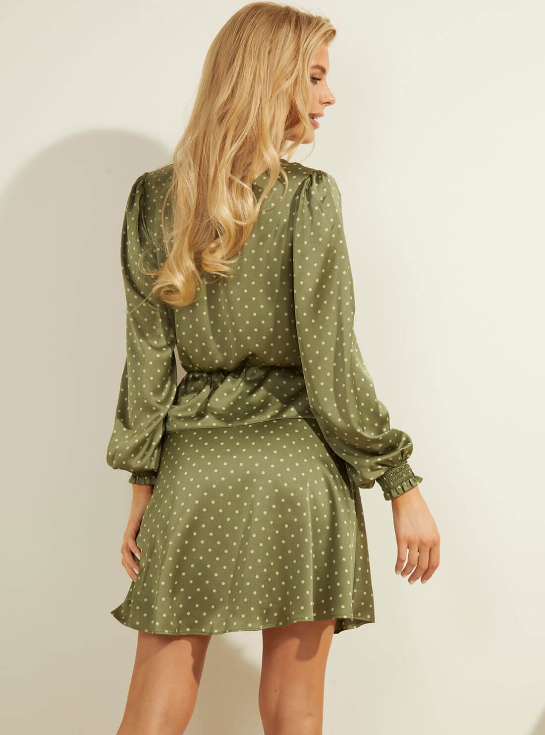 Green Polka Dot Wrap Top