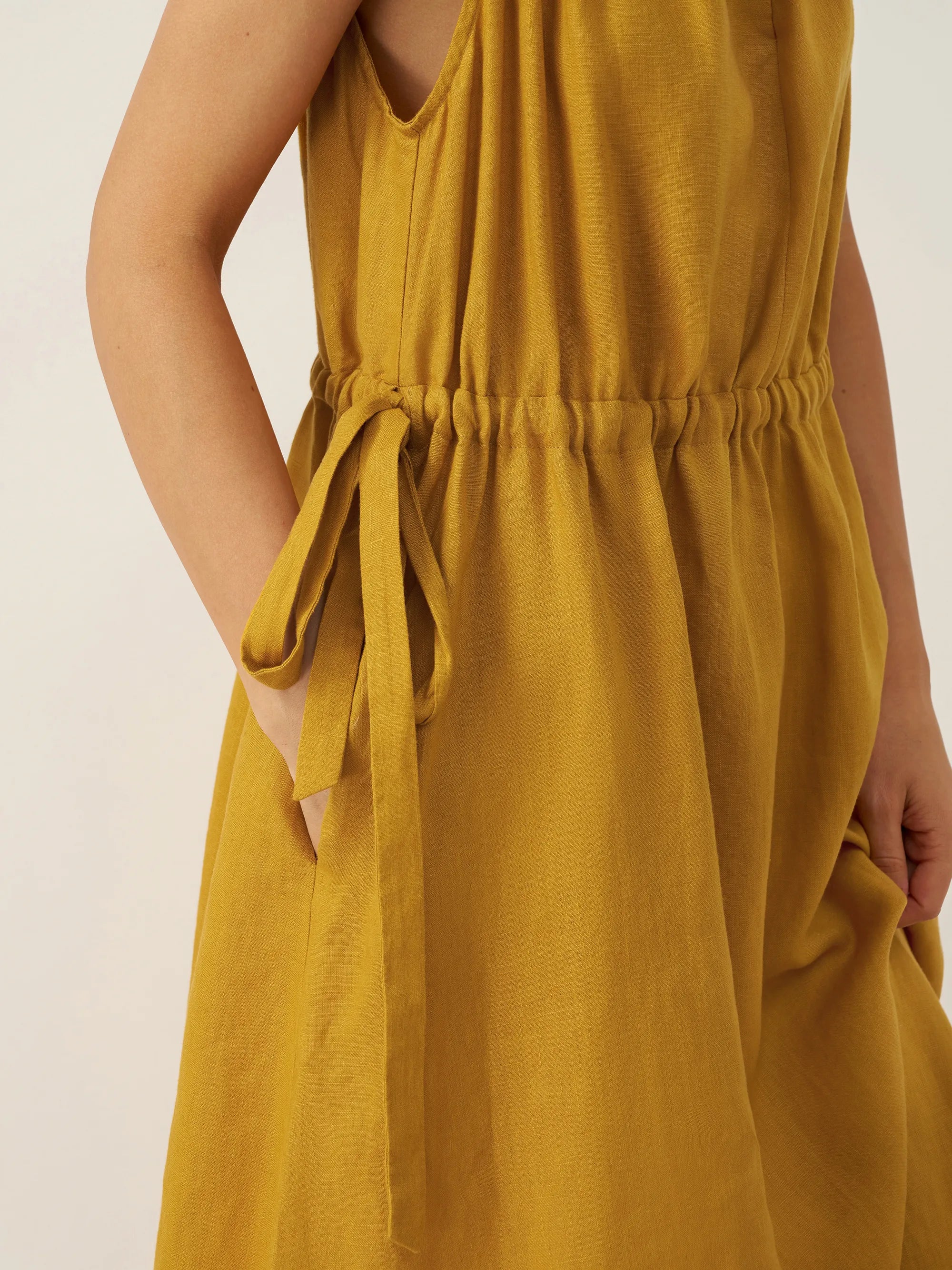 100% Linen V-Neck Halter Maxi Dress BETH