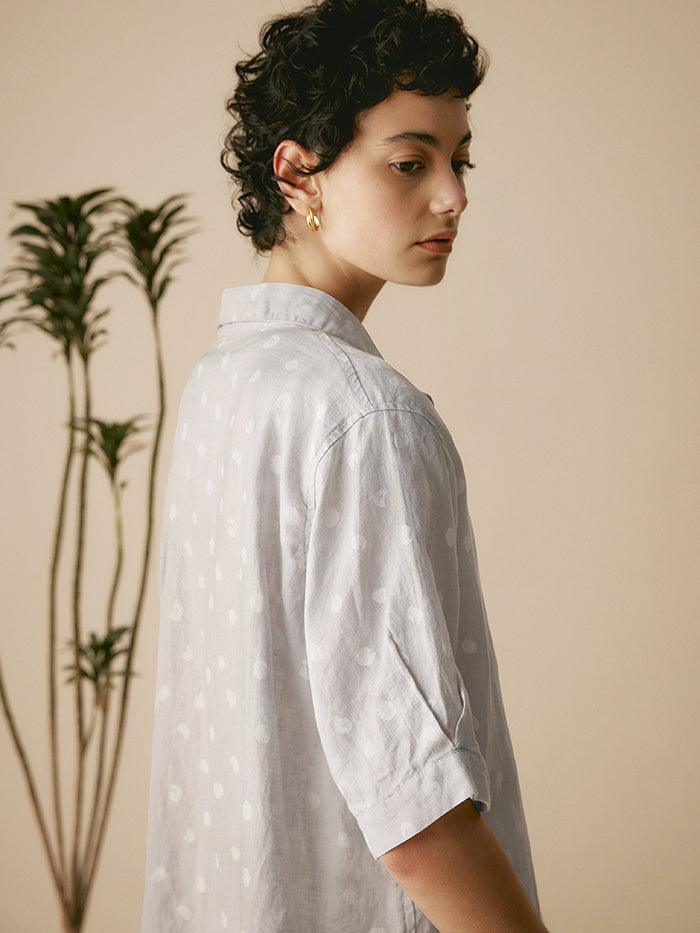 Linen Polka Dots Oversized Linen Shirt CANDICE