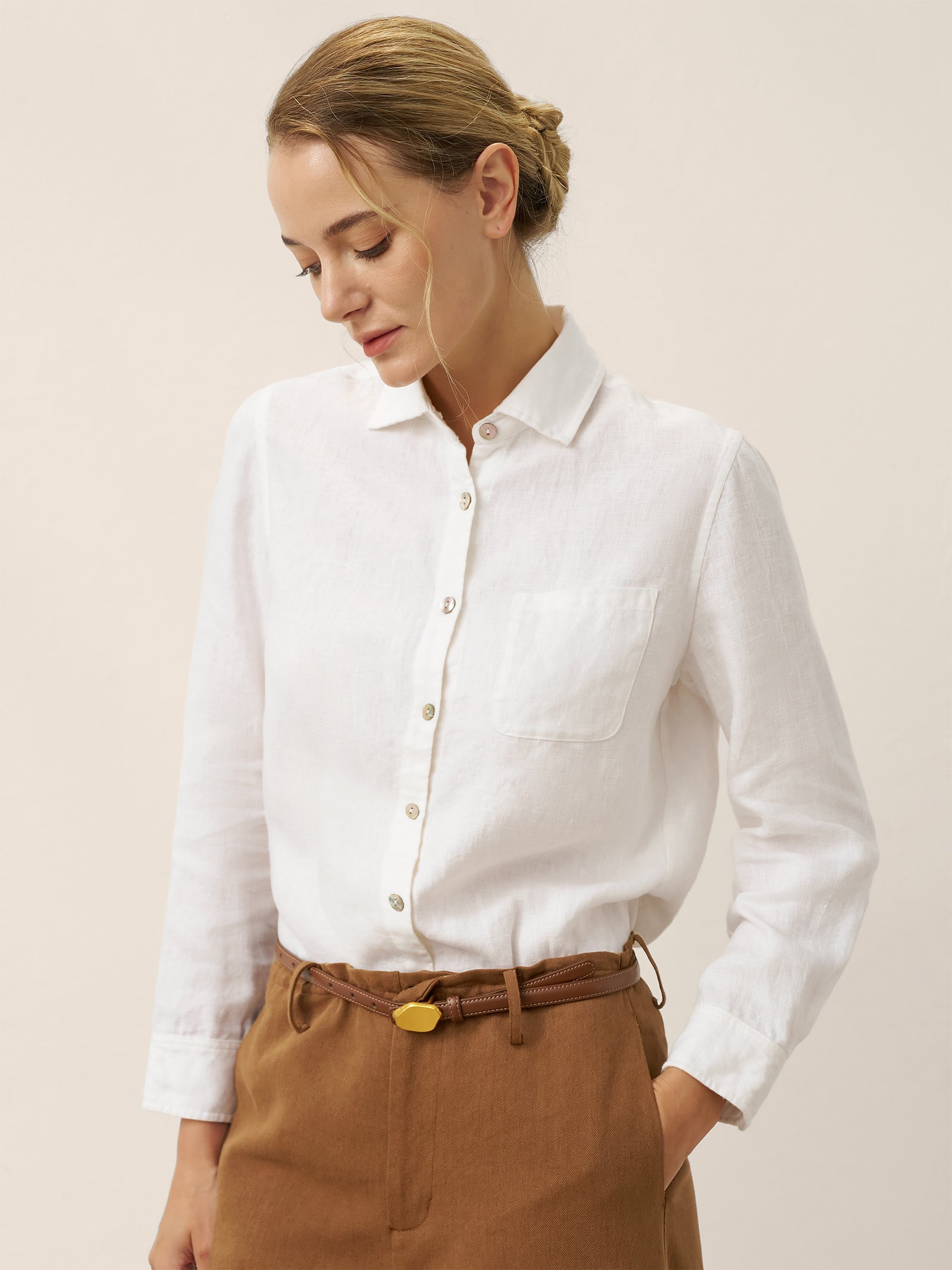 100% Linen Classic Shirt Top SAVANNAH