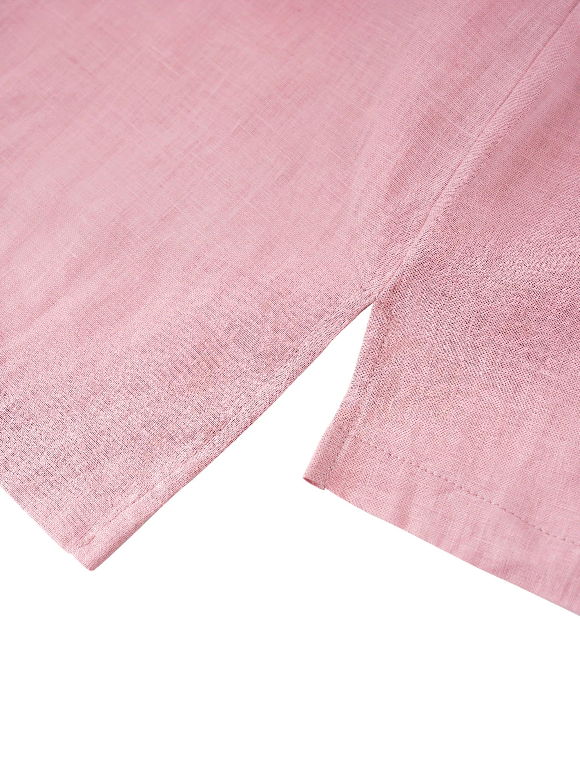 100% Linen Shawl V-Neck Half Sleeve Top JADE