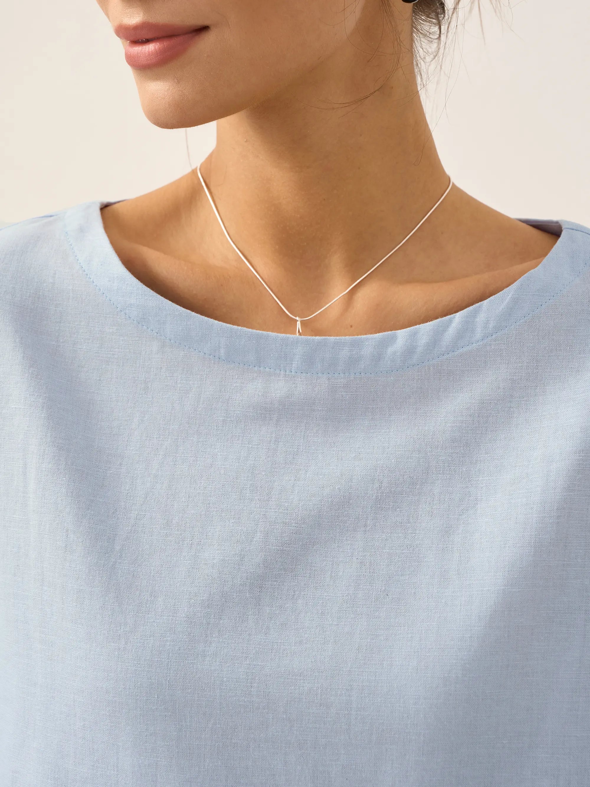 Linen White Boat Neck Oversized Top AVA