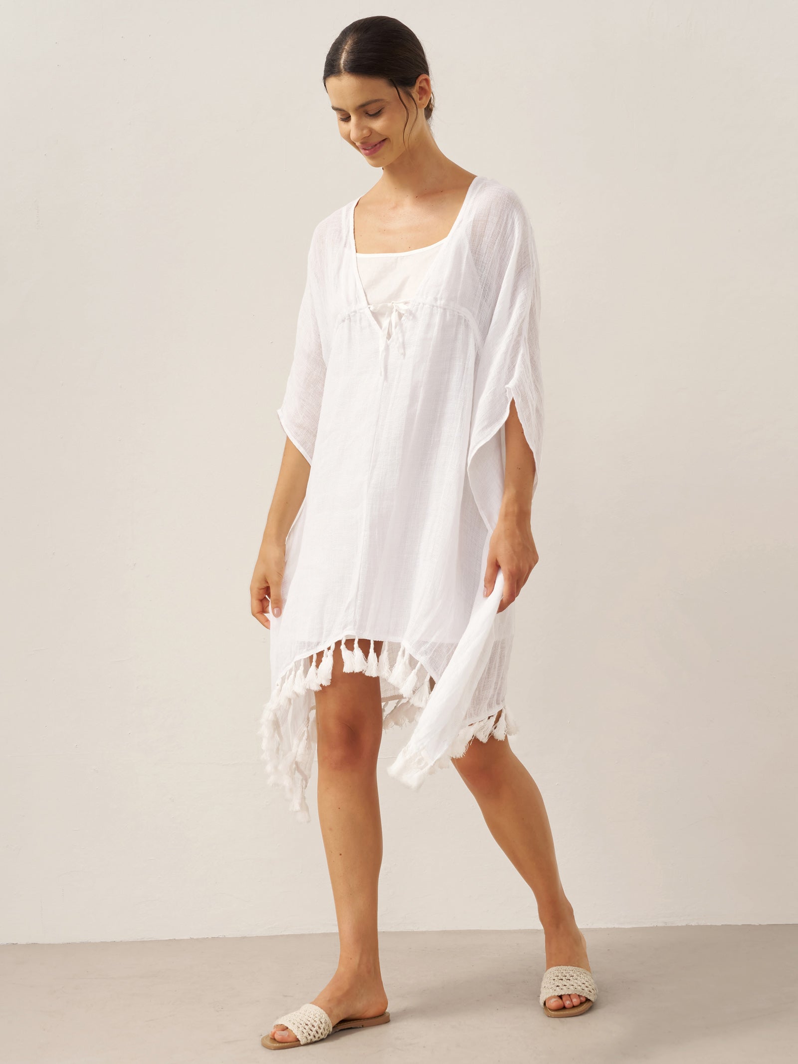 Linen V-Neck Cover-Up and Slip Dress Set CASS