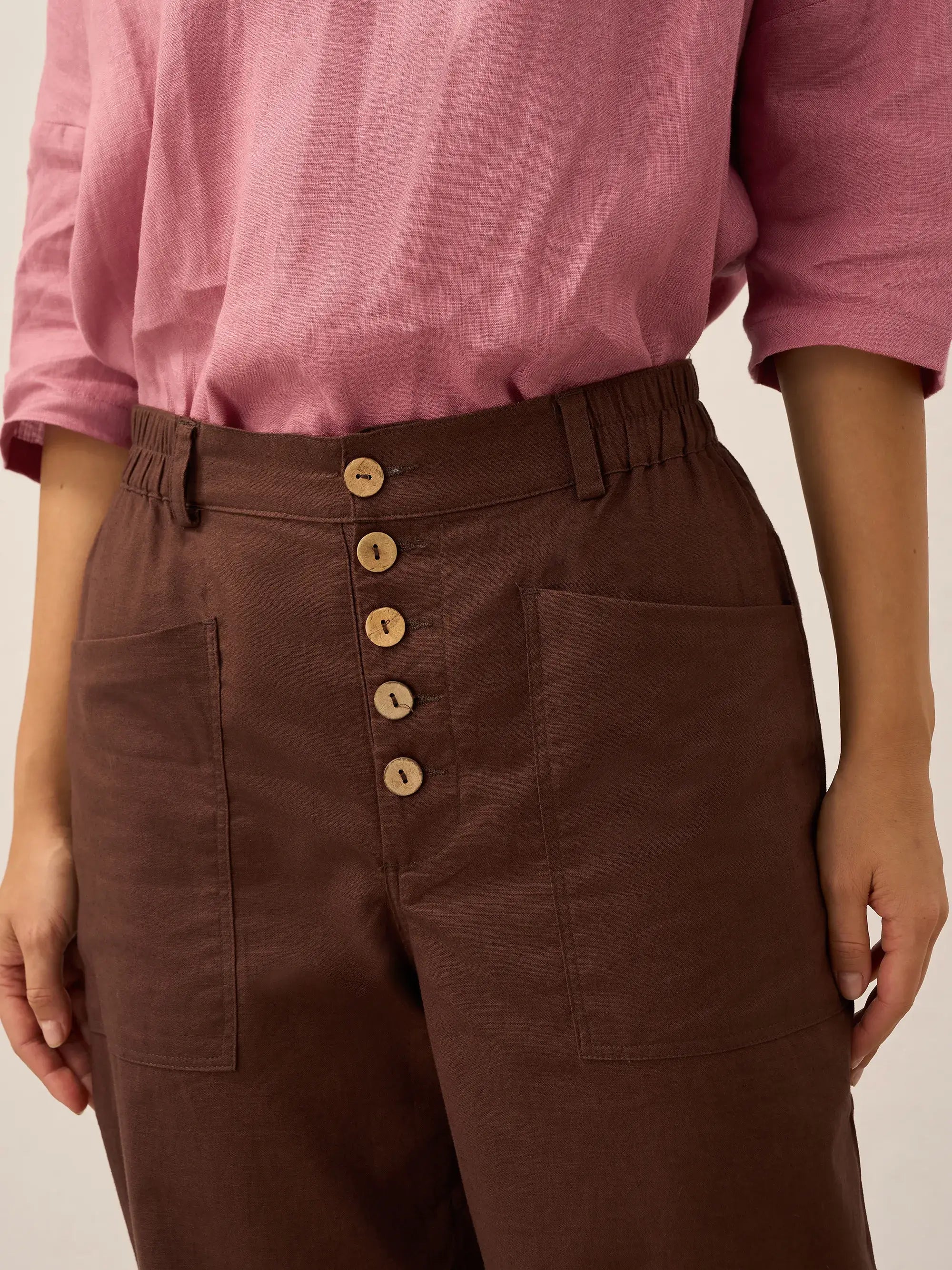 Linen Simple Button Fly Trousers HEIDI