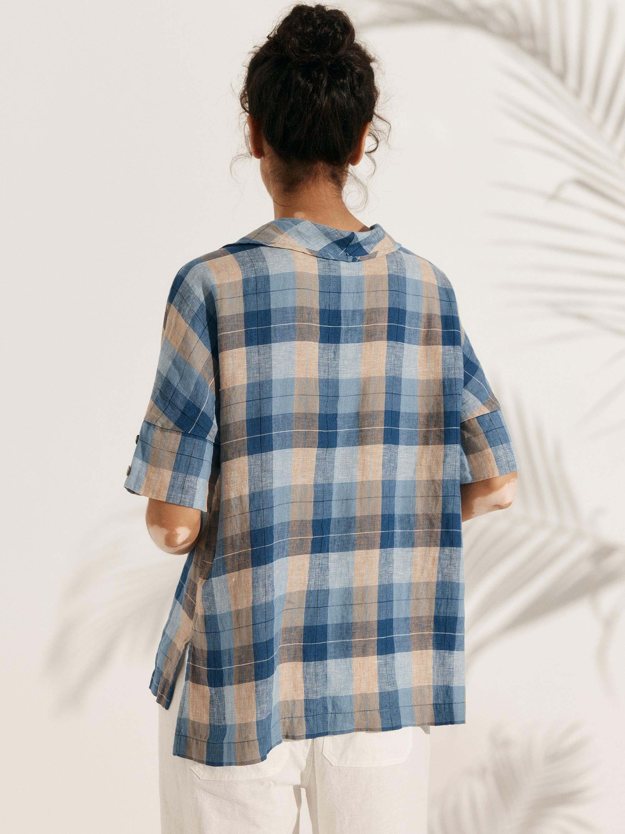 Linen V Neck Short Sleeve Shirt PENNY