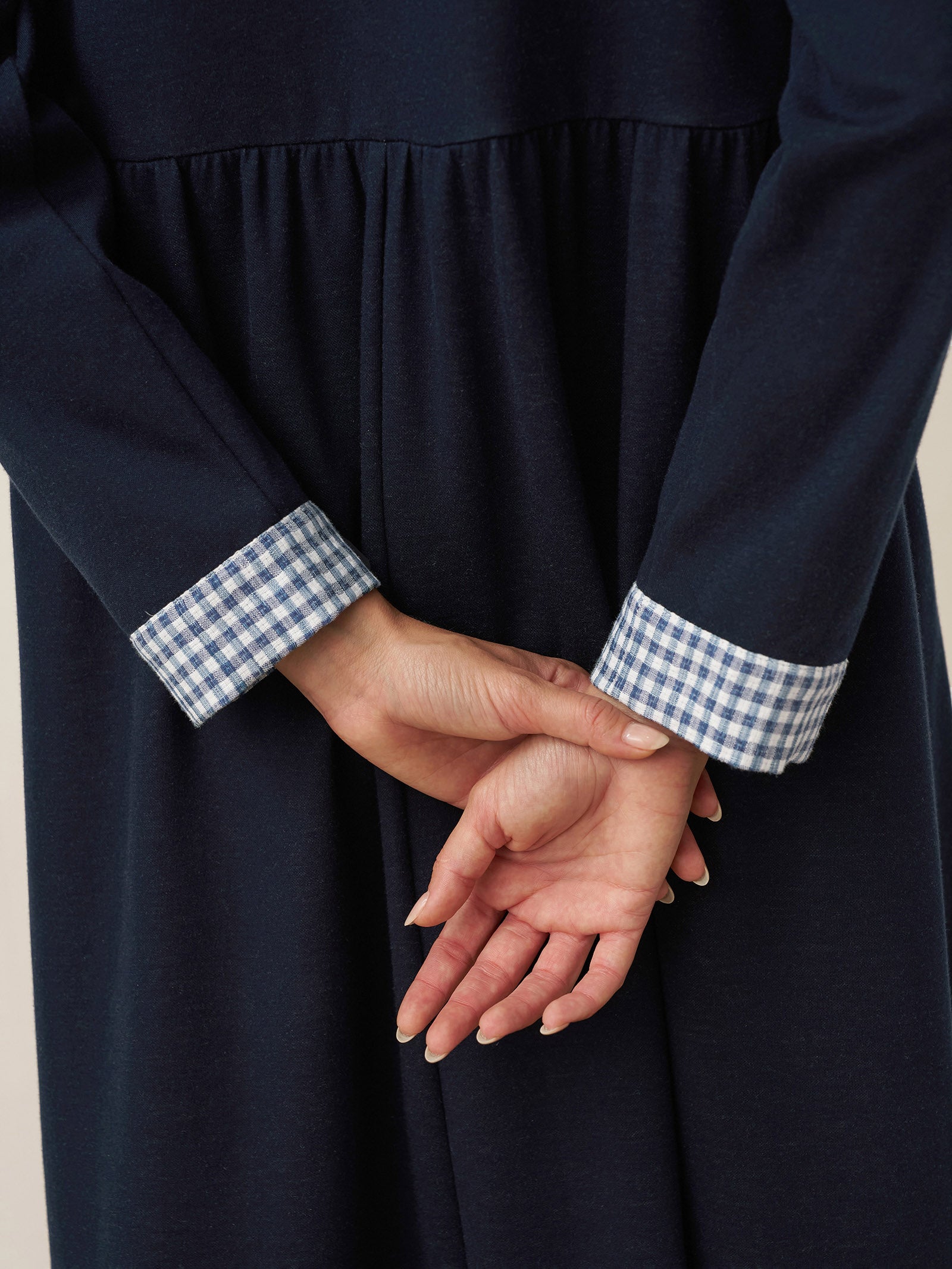 Cotton Patchwork Cuff Crew Neck Casual Maxi Dress SCARLETT